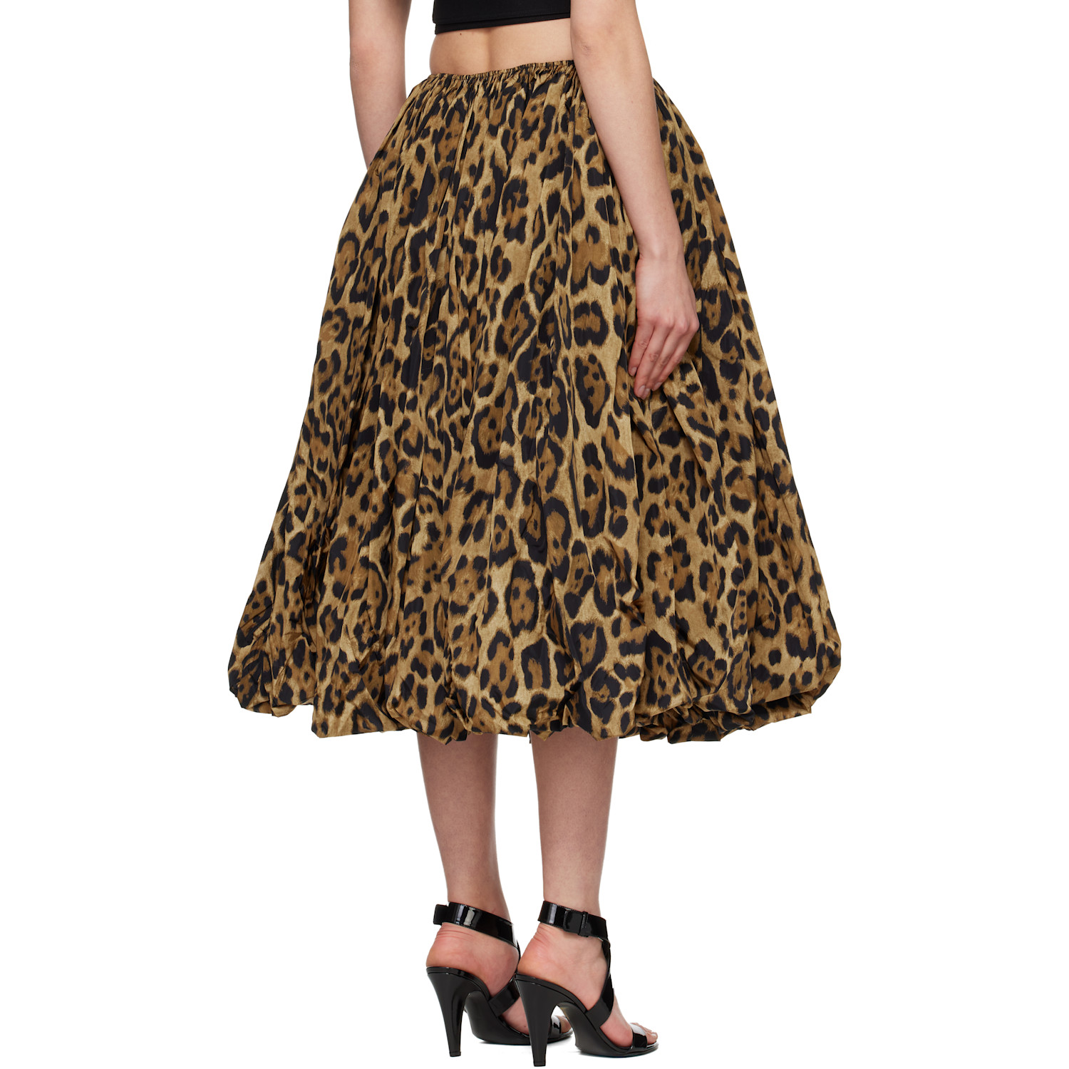  Alaïa Brown Taffeta A-line Midi Skirt 