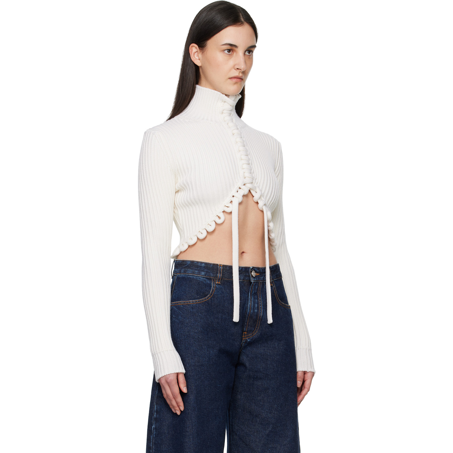  Alaïa White Cropped Sweater 