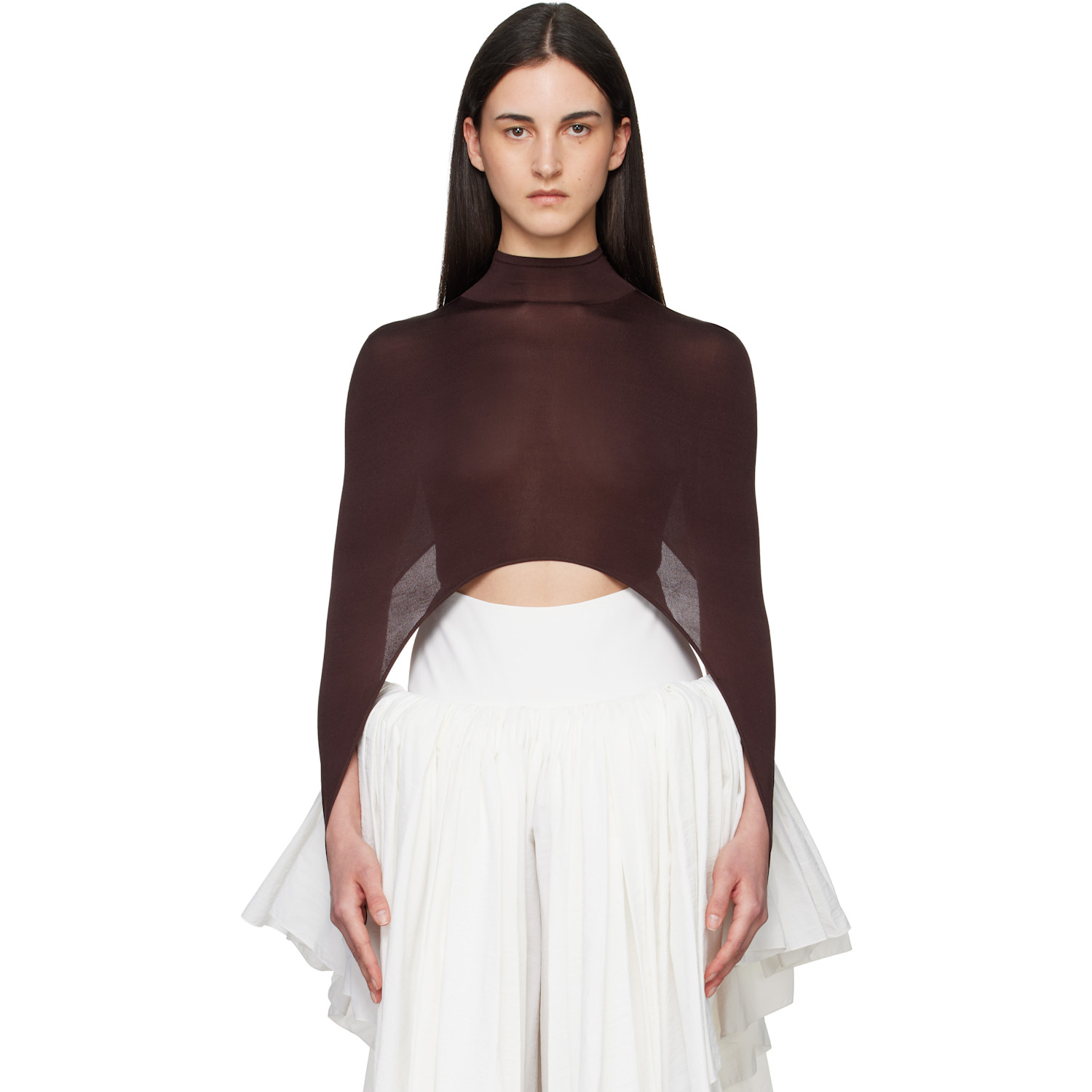 ALAÏA Brown Second-Skin Tension Top
