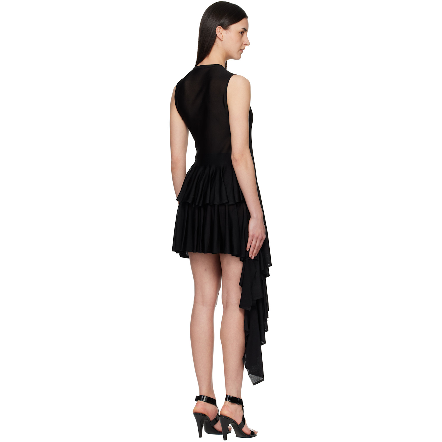  Alaïa Black Asymmetric Godet Top 