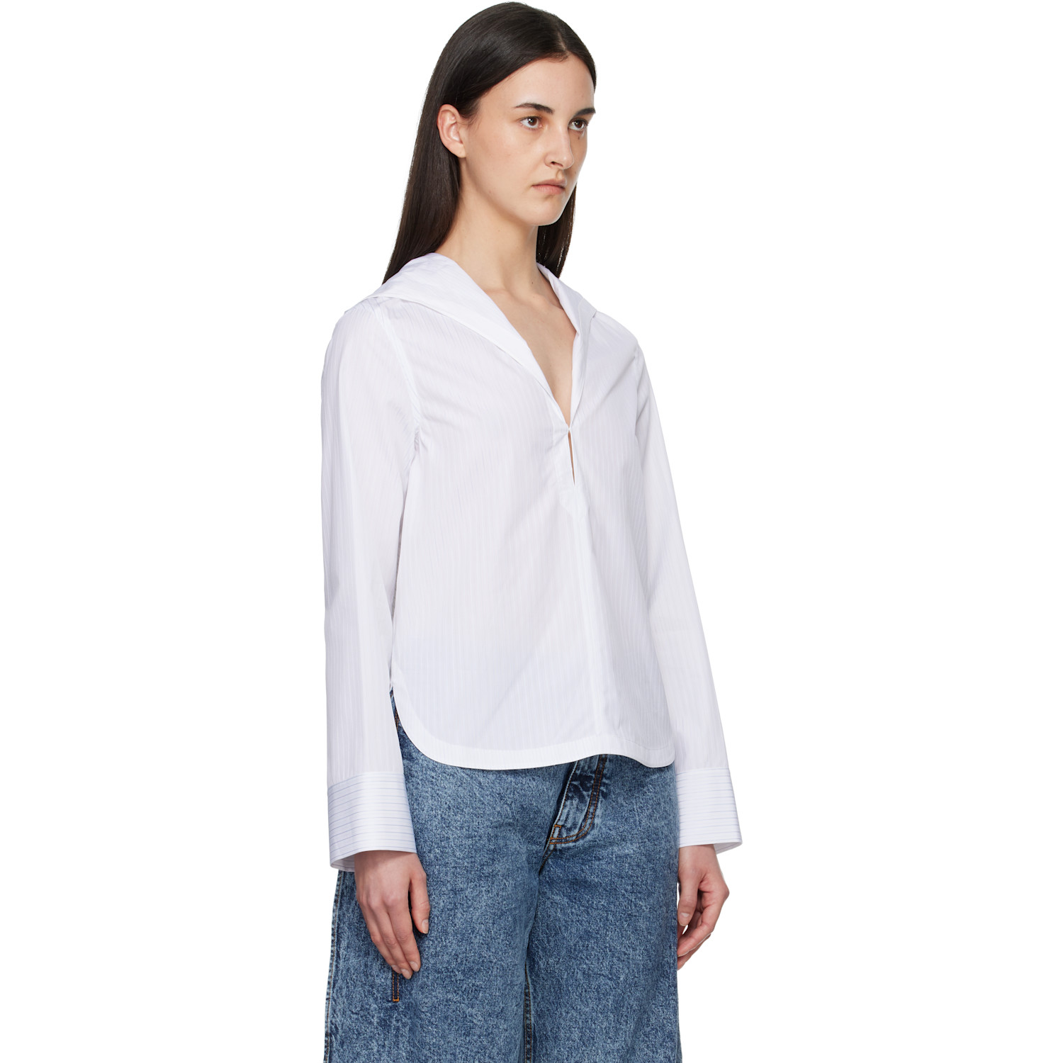  Alaïa White Hooded Poplin Shirt 