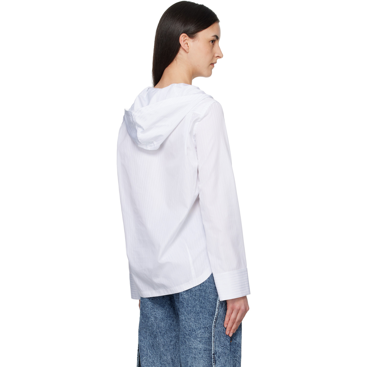  Alaïa White Hooded Poplin Shirt 