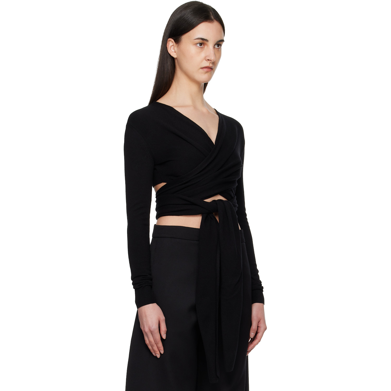  Alaïa Black Cashmere Wrap Sweater 