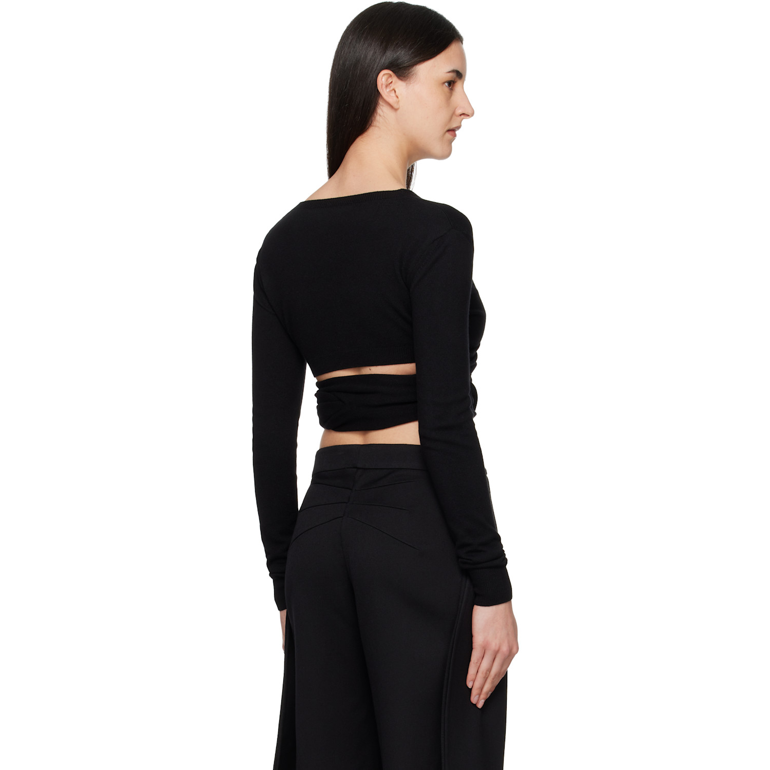  Alaïa Black Cashmere Wrap Sweater 