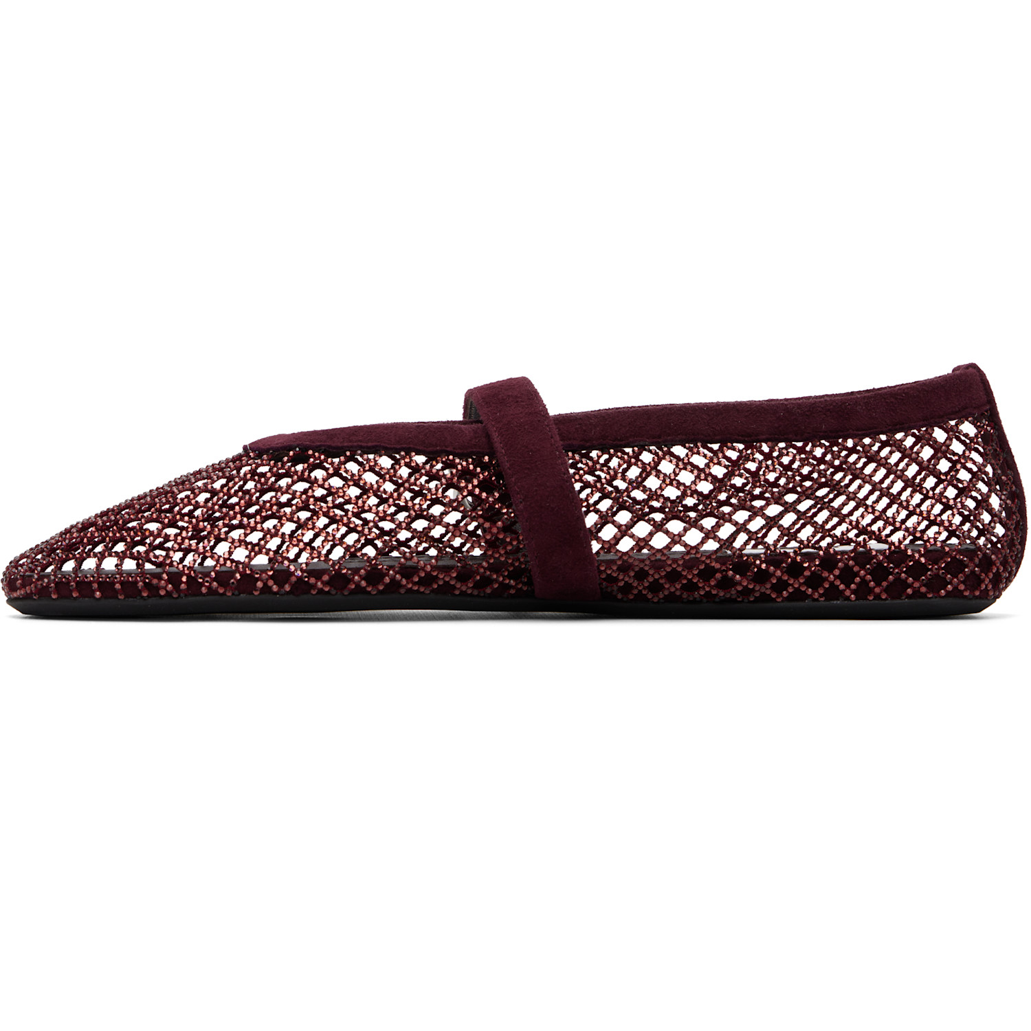  Alaïa Burgundy Strass Fishnet Ballerina Flats 