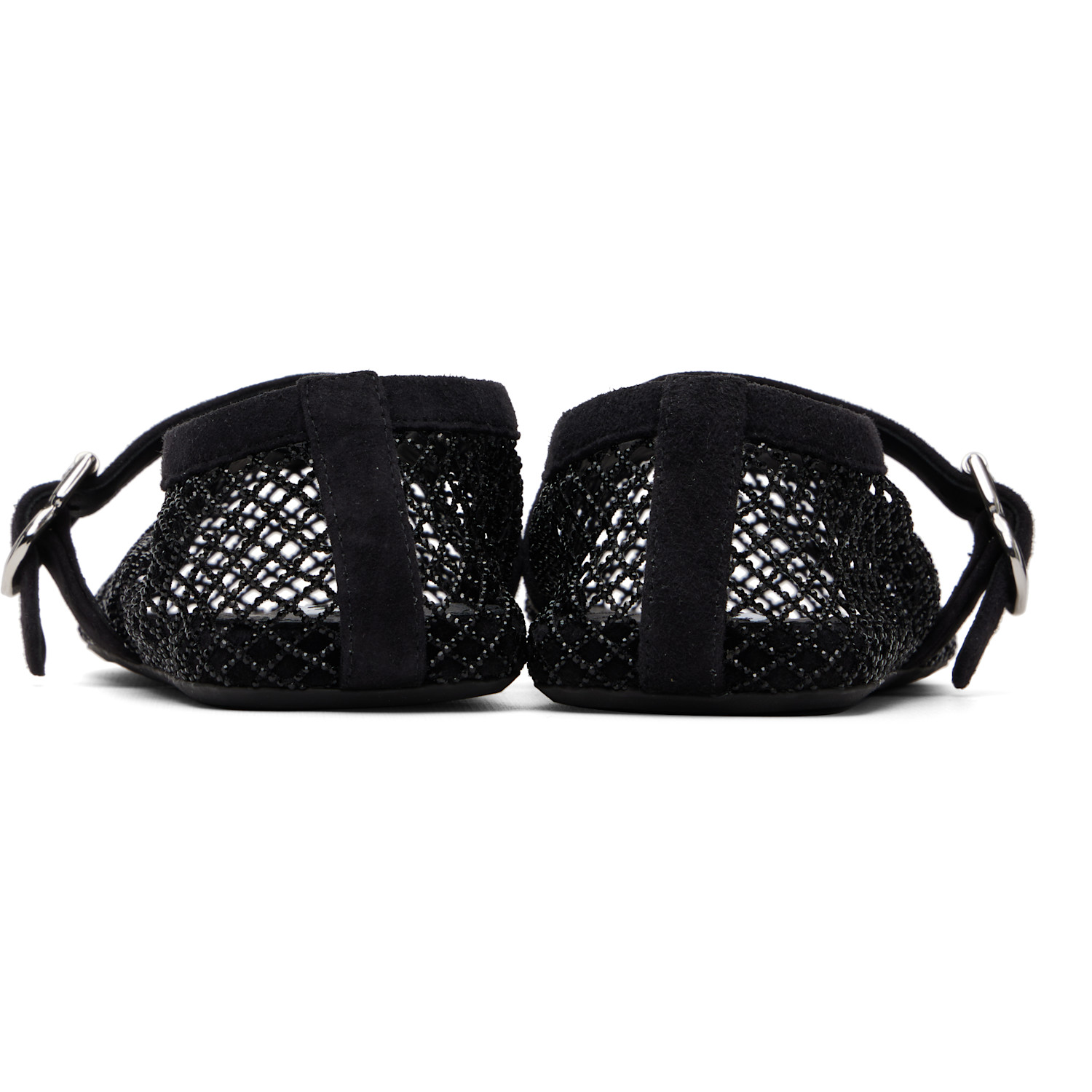 Alaïa Black Strass Fishnet Ballerina Flats 