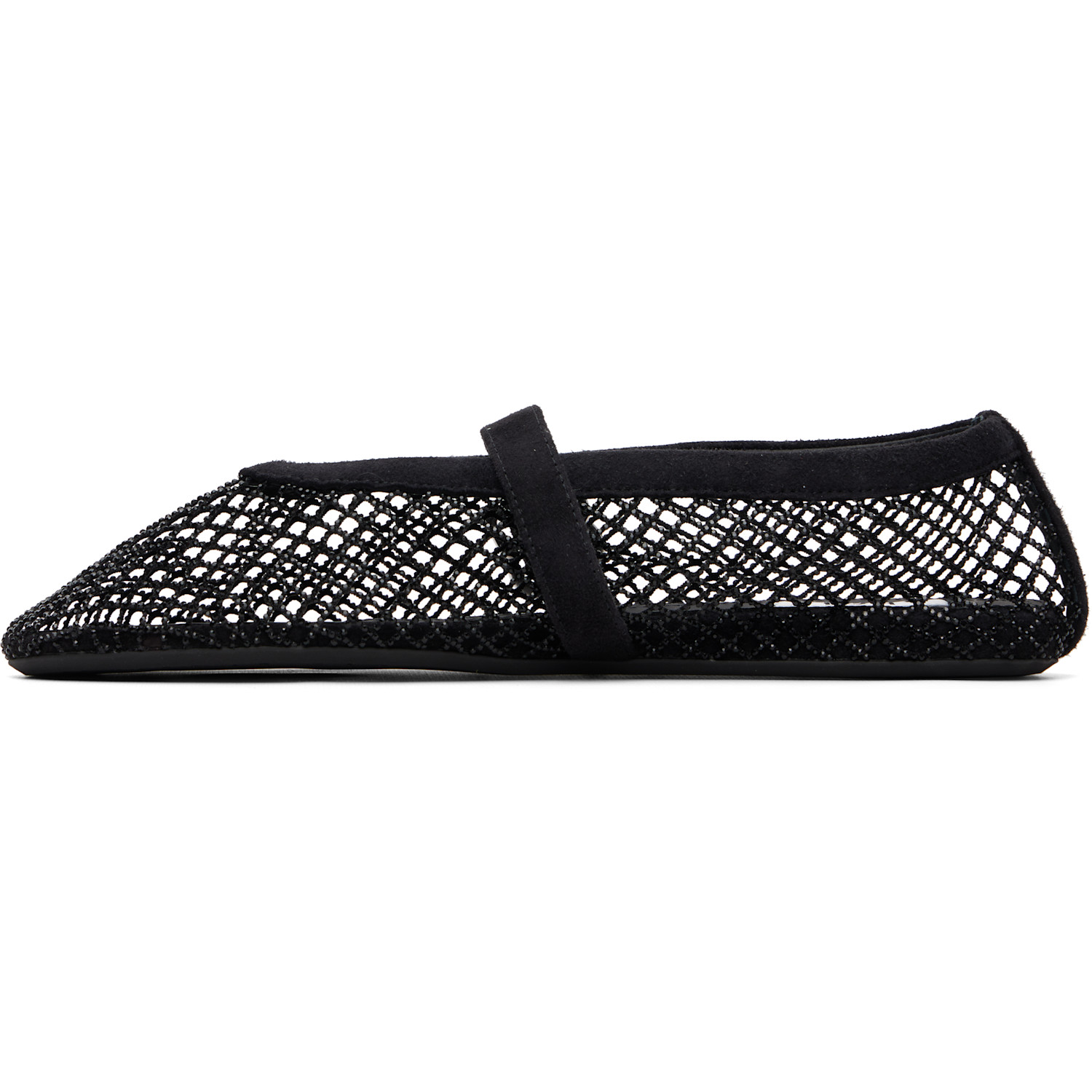 Alaïa Black Strass Fishnet Ballerina Flats 