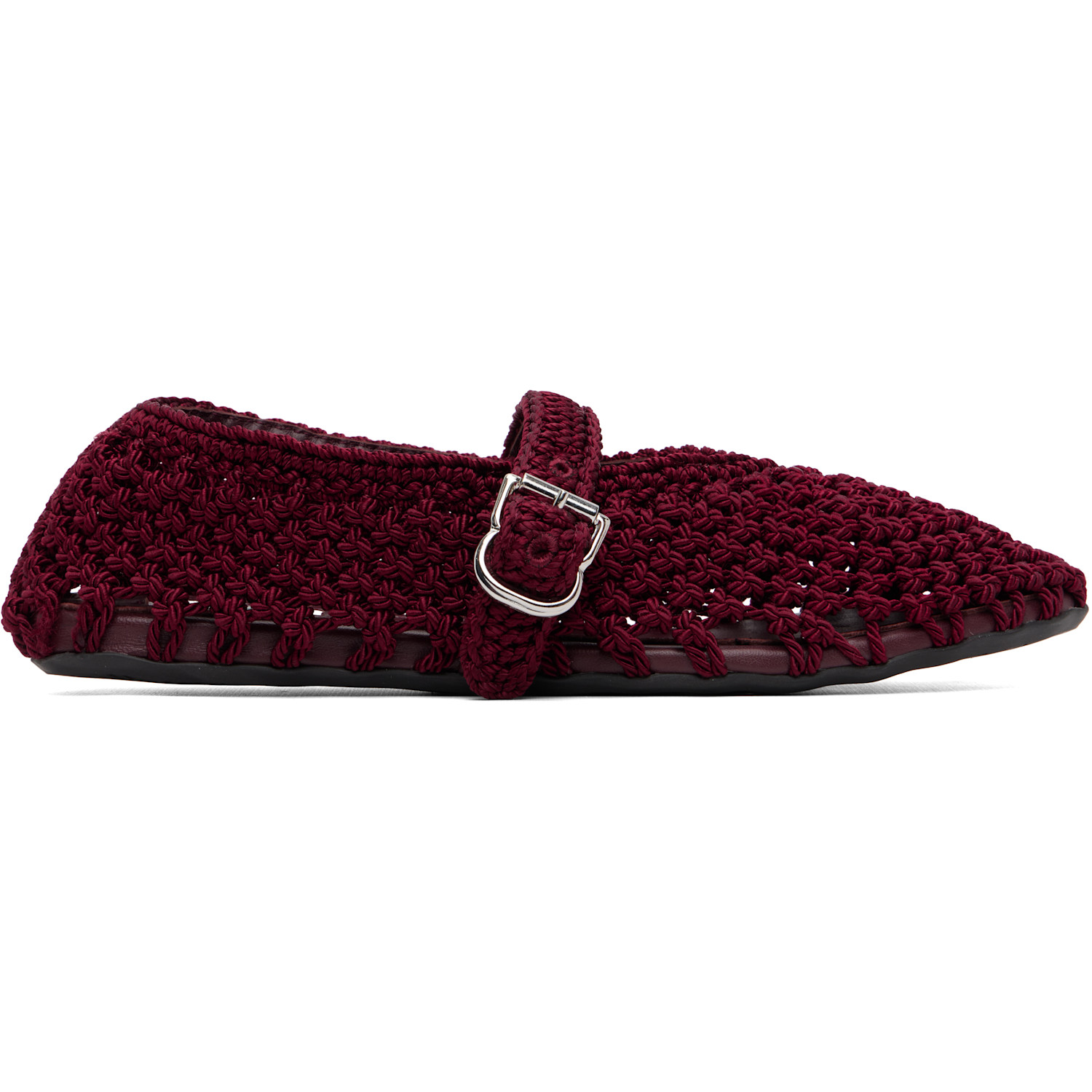 ALAÏA Burgundy Satin Cord Ballerina Flats