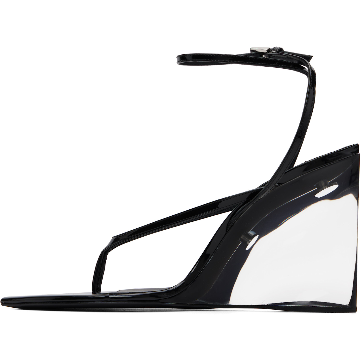  Alaïa Black Invisible Thong Heeled Sandals 