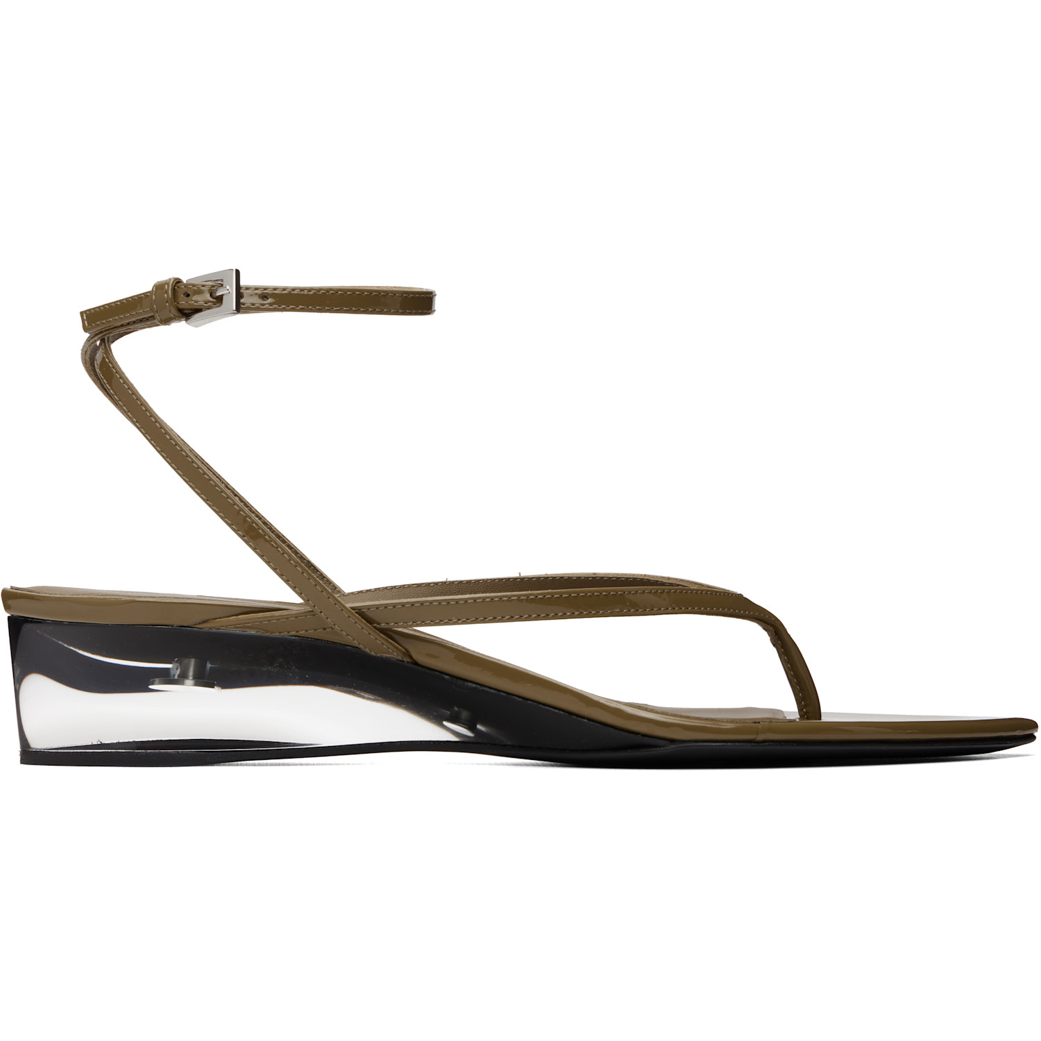 ALAÏA Khaki Invisible Thong Heeled Sandals