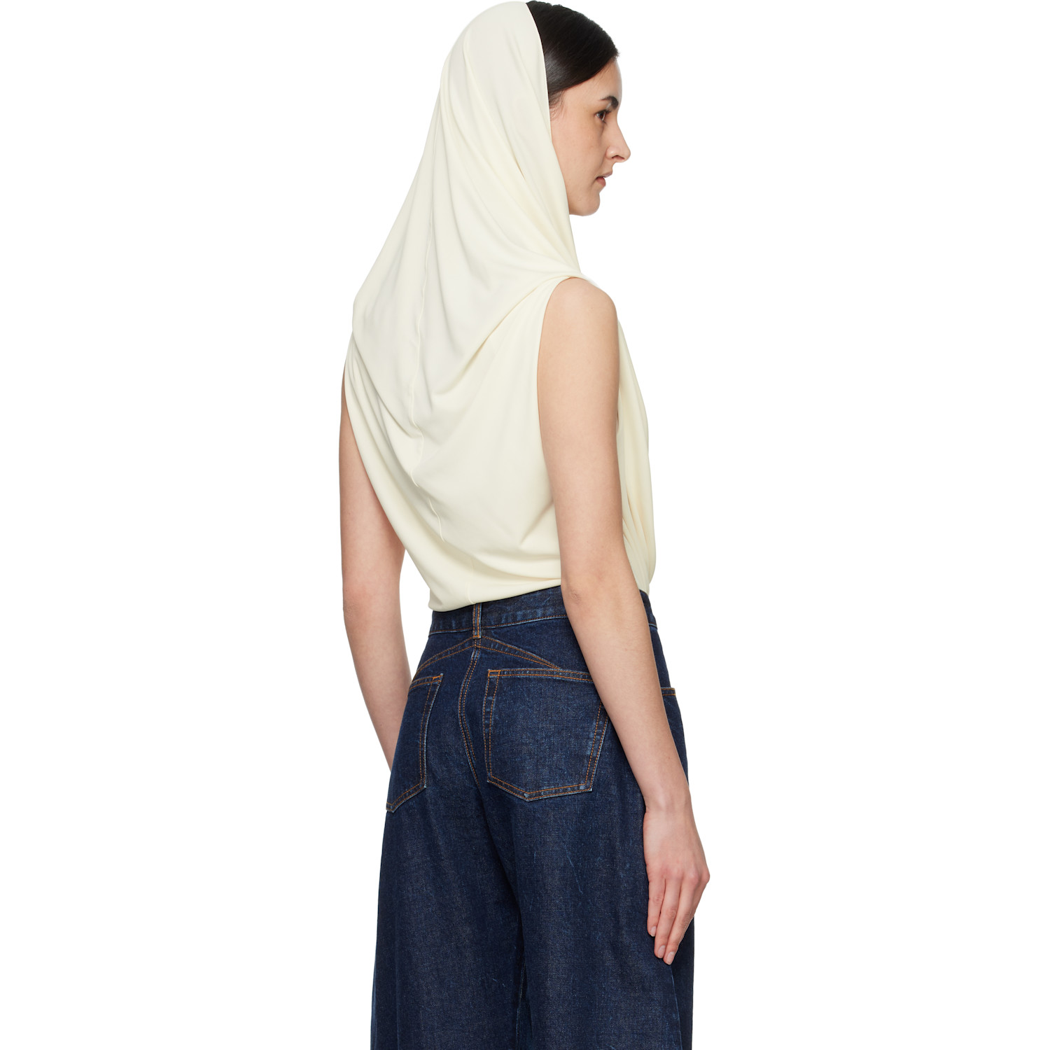  Alaïa Off-white Hooded Viscose Bodysuit 