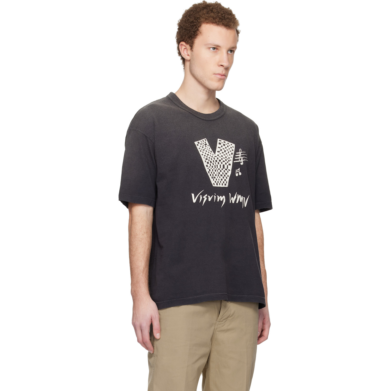  Visvim Black Jumbo S/s 'v' Crash T-shirt 