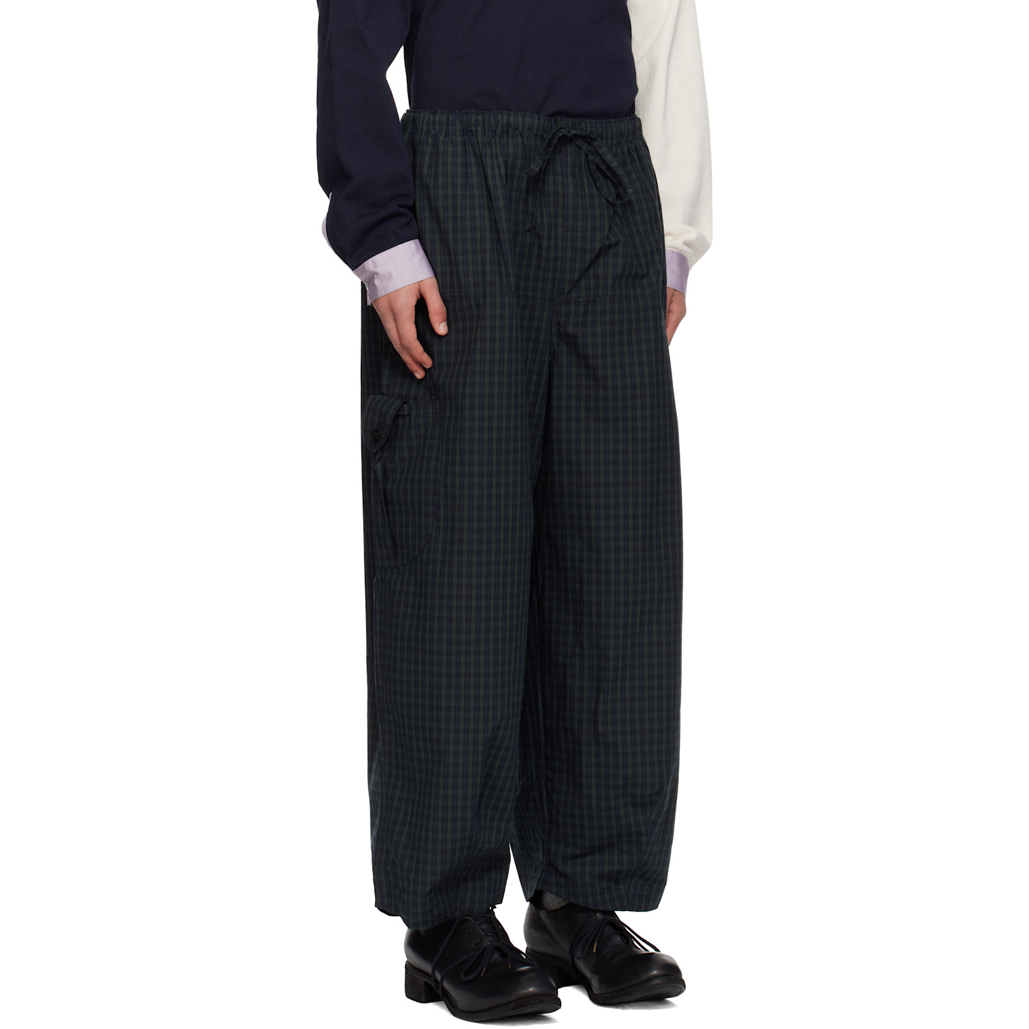  Sc103 Navy & Green Margin Cargo Pants 