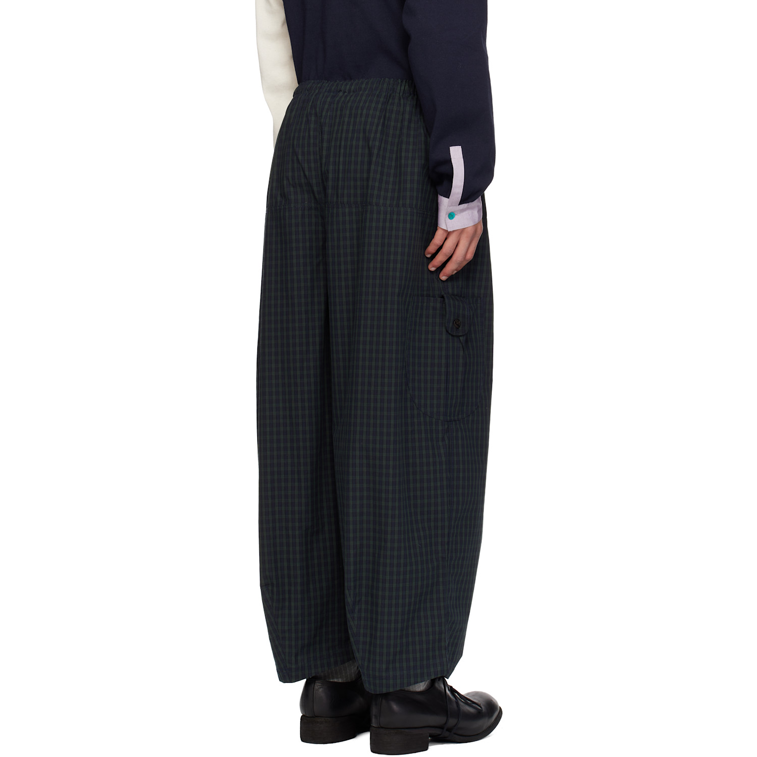 Sc103 Navy & Green Margin Cargo Pants 
