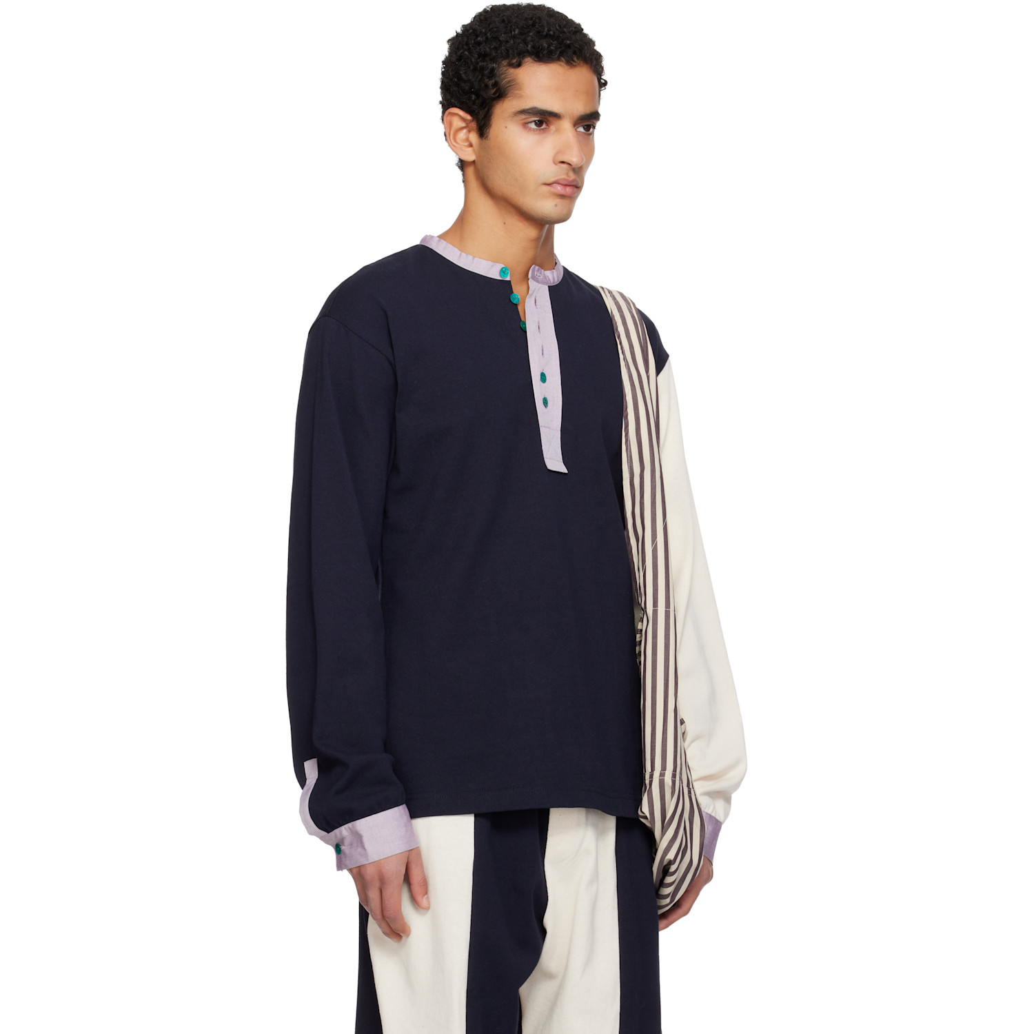  Sc103 Ssense Exclusive Navy & Off-white Guardian Henley 