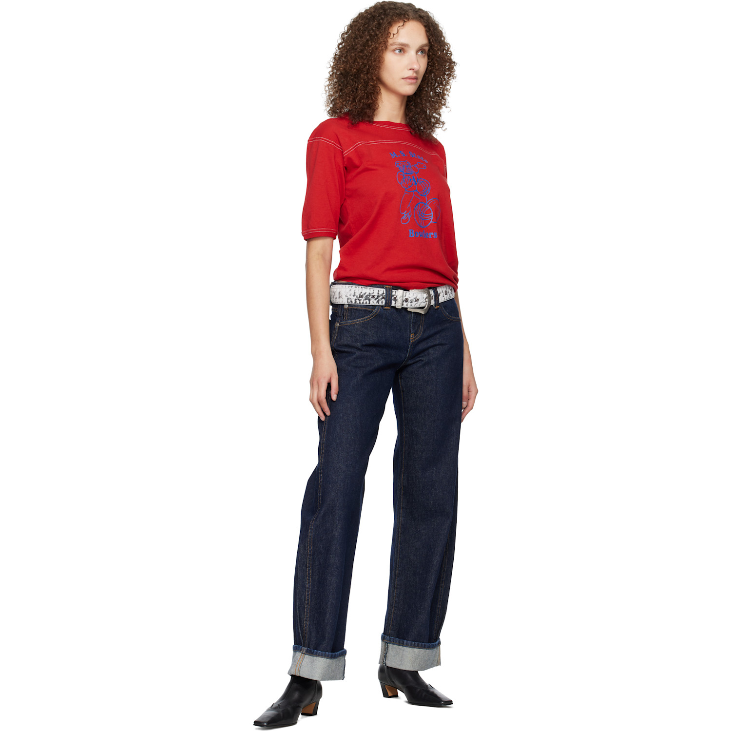  Toga Pulla White Denim Wide Belt 