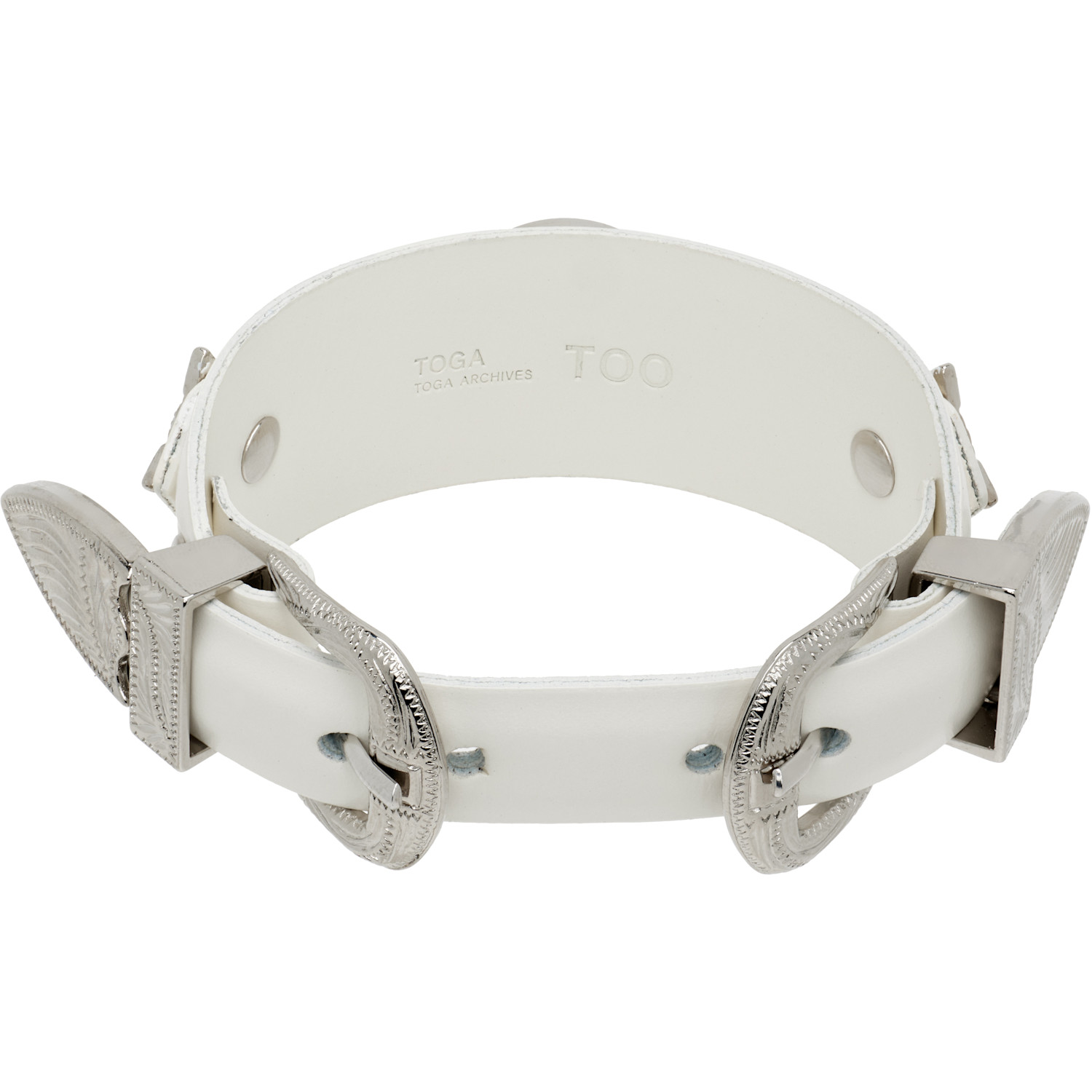  Toga Pulla Double Buckle Leather Bangle Bracelet 