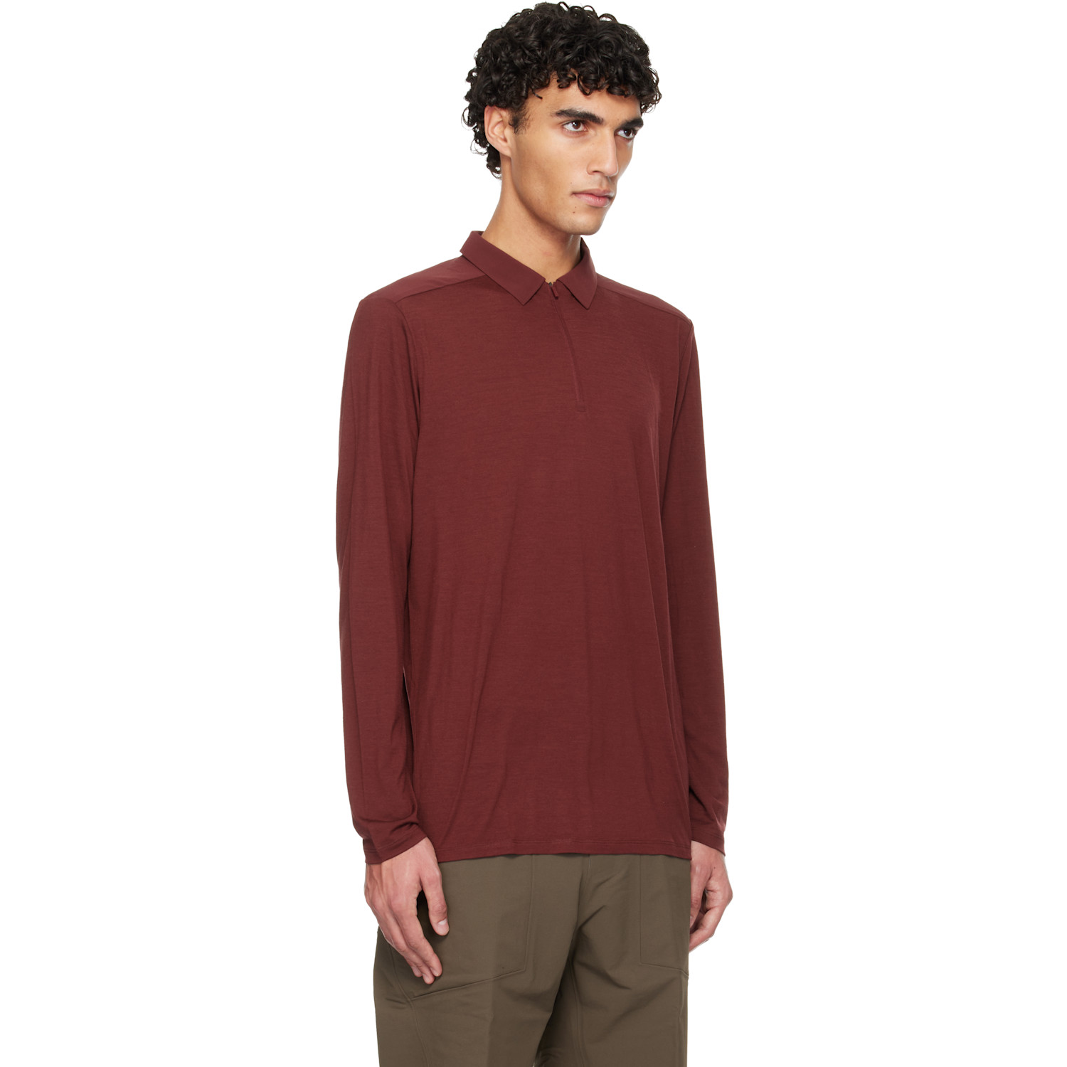  Veilance Burgundy Frame Ls Polo 