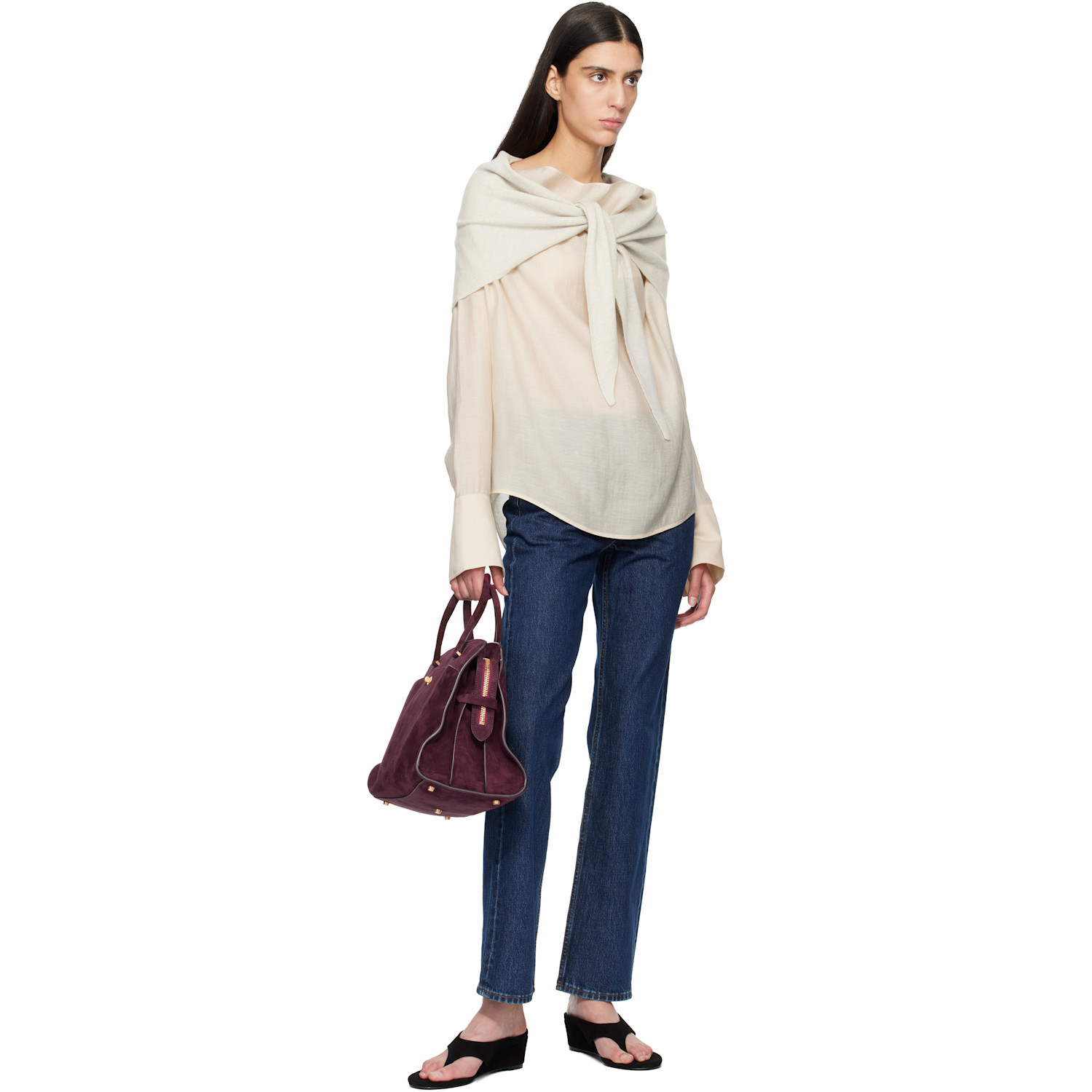  Le17septembre Gray Cashmere Blend Muffler Scarf 