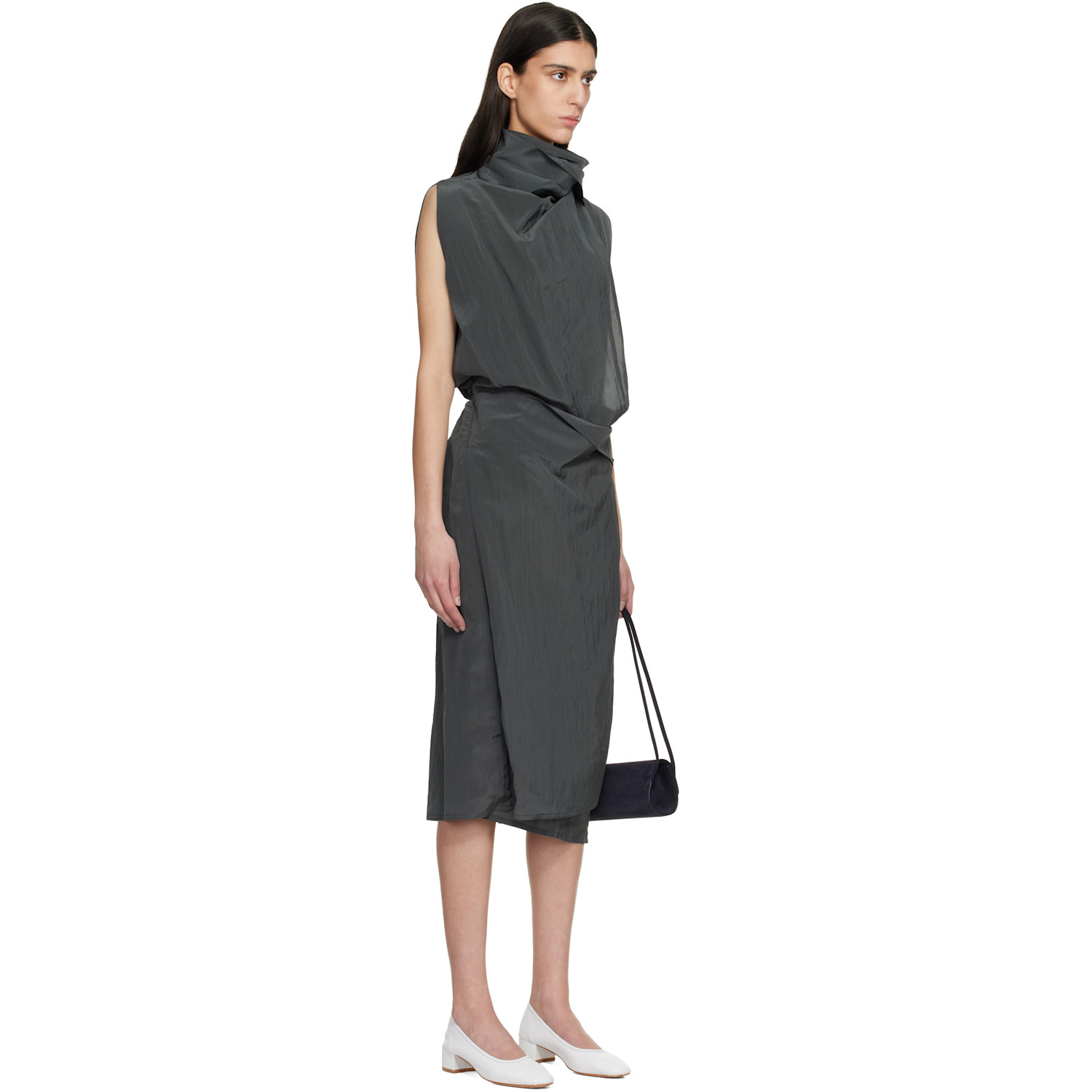  Le17septembre Black Celia Wrap Midi Dress 