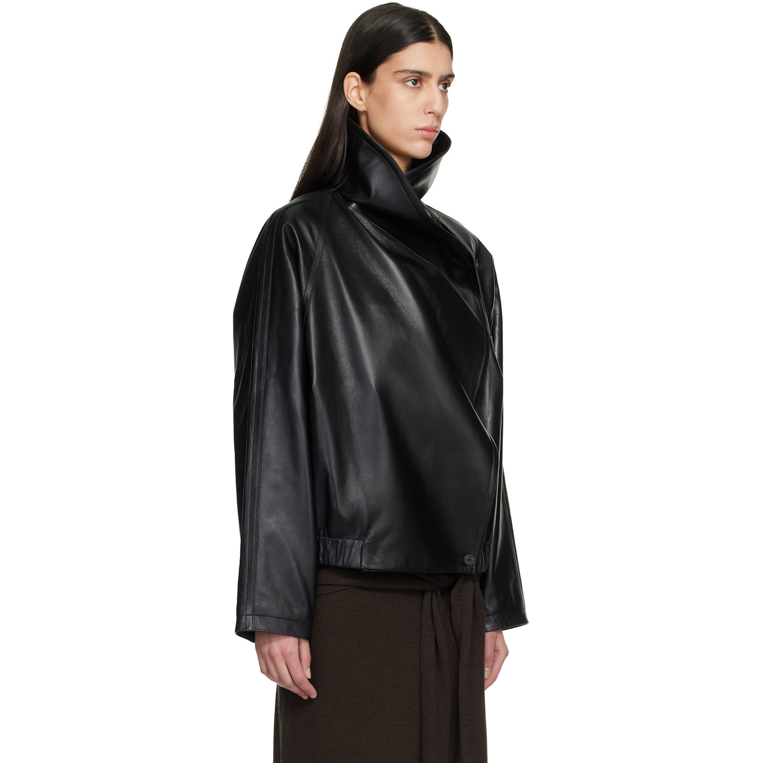  Le17septembre Black Sculptured Leather Jacket 