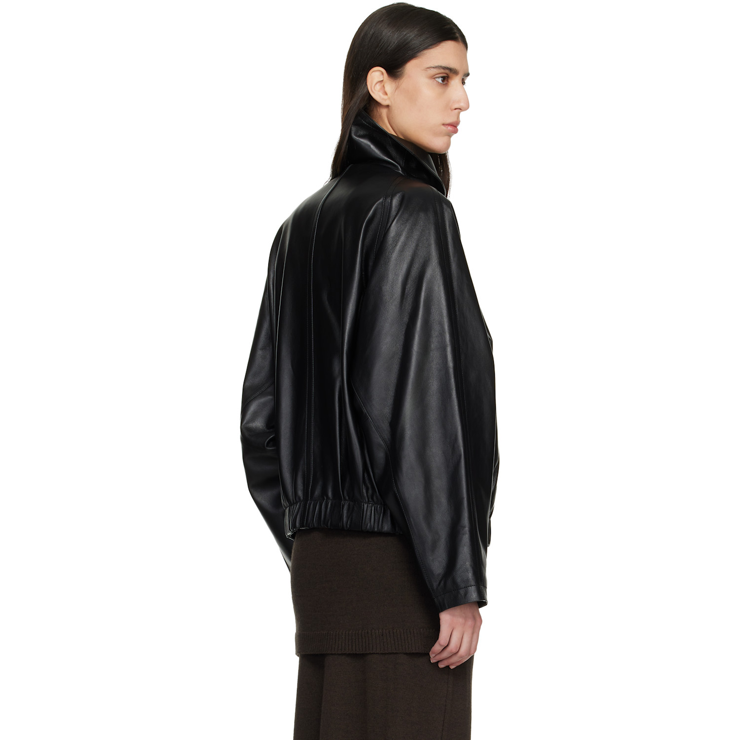  Le17septembre Black Sculptured Leather Jacket 