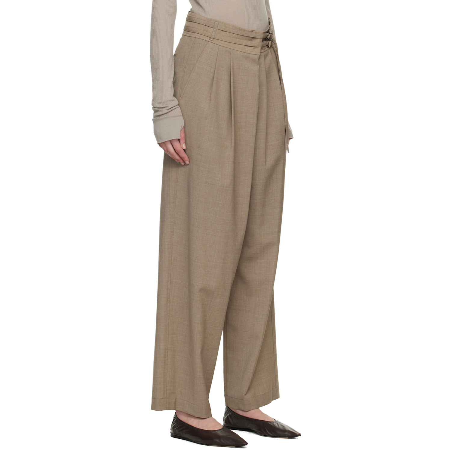  Le17septembre Brown Overwrap Wide Trousers 