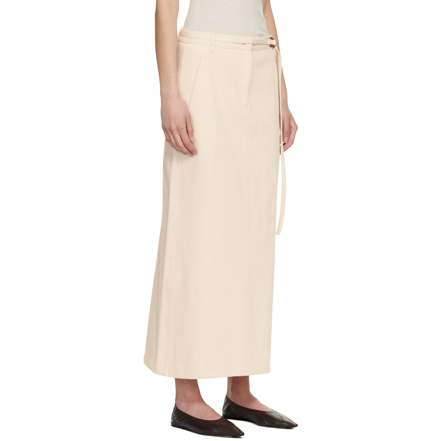  Le17septembre Off-white Tessa Belted Maxi Skirt 