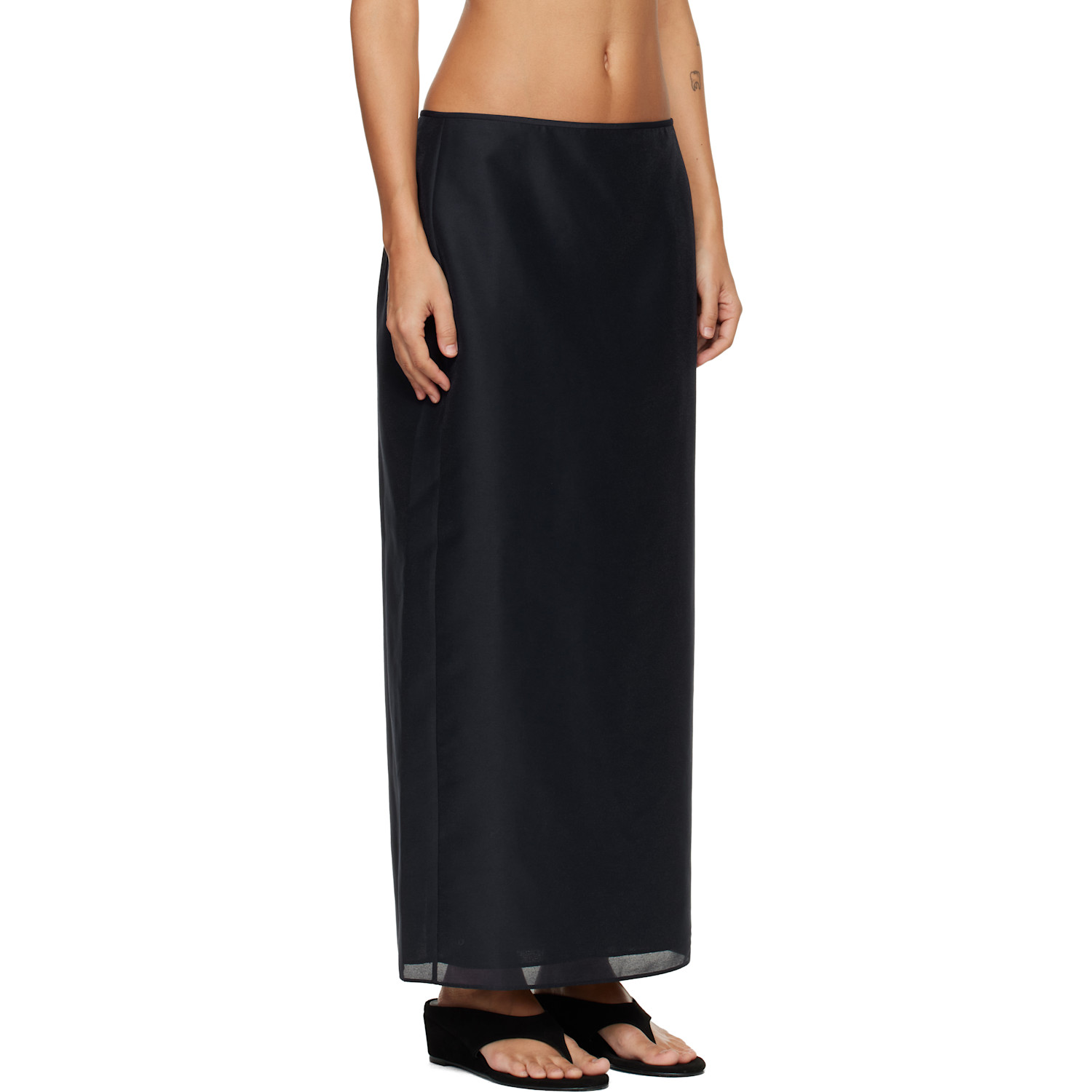  Le17septembre Navy Sheer Structured Midi Skirt 