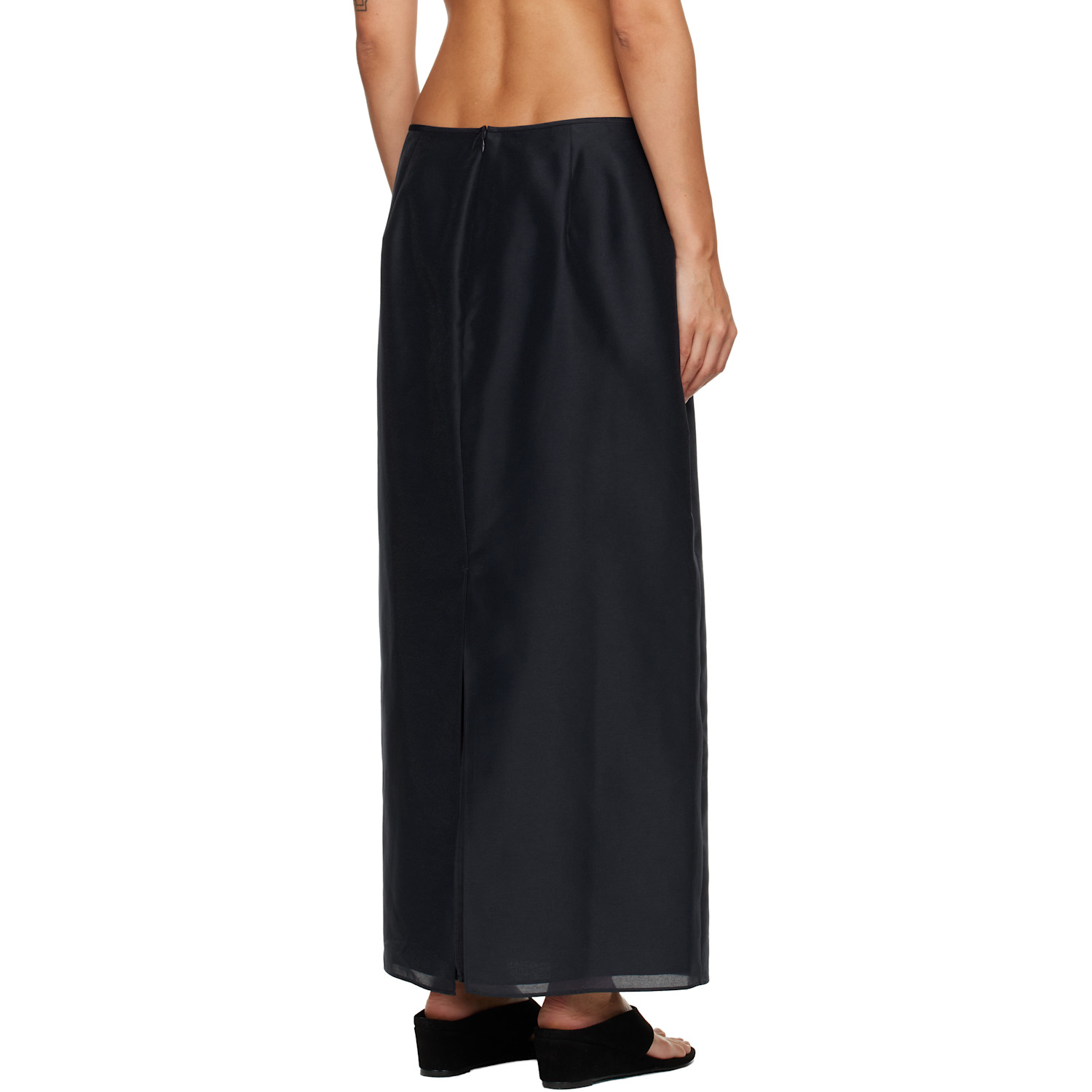  Le17septembre Navy Sheer Structured Midi Skirt 