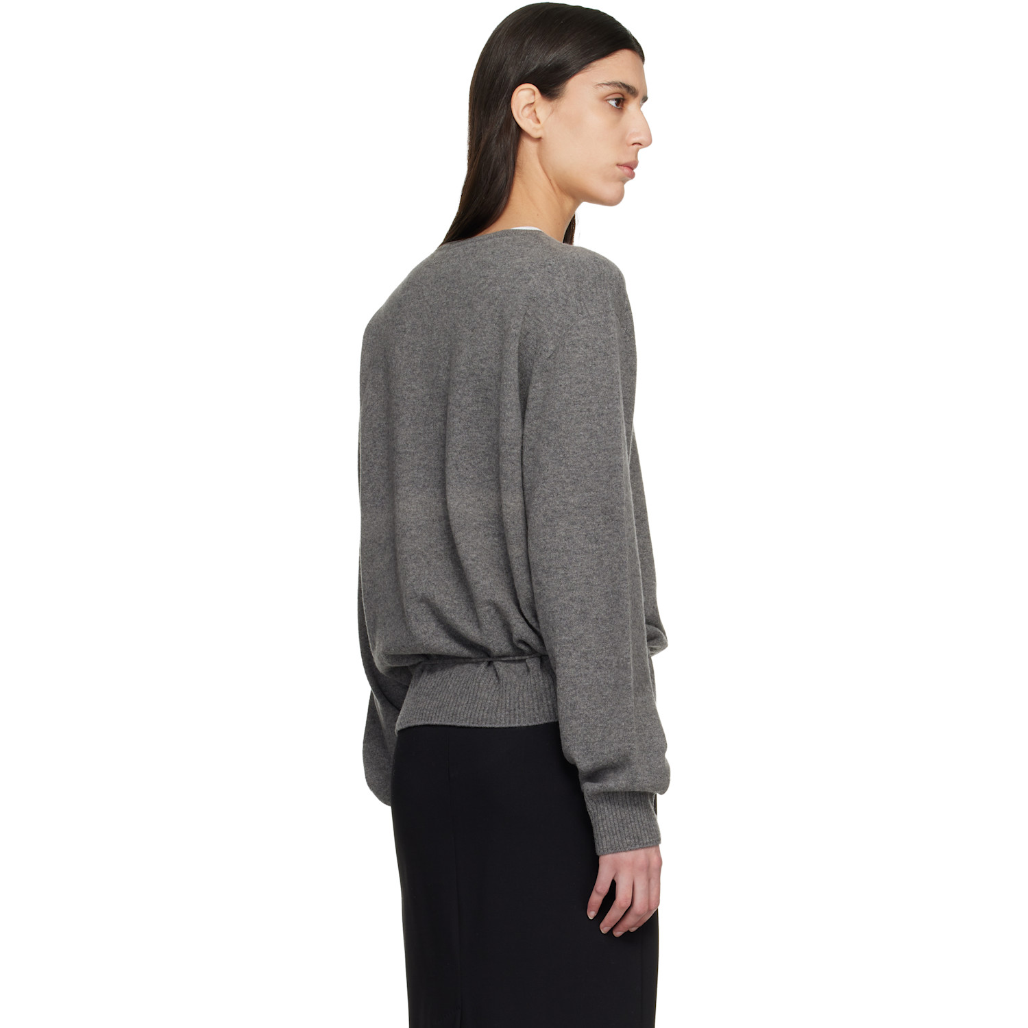  Le17septembre Gray Cashmere Blend Wholegarment V-neck Sweater 