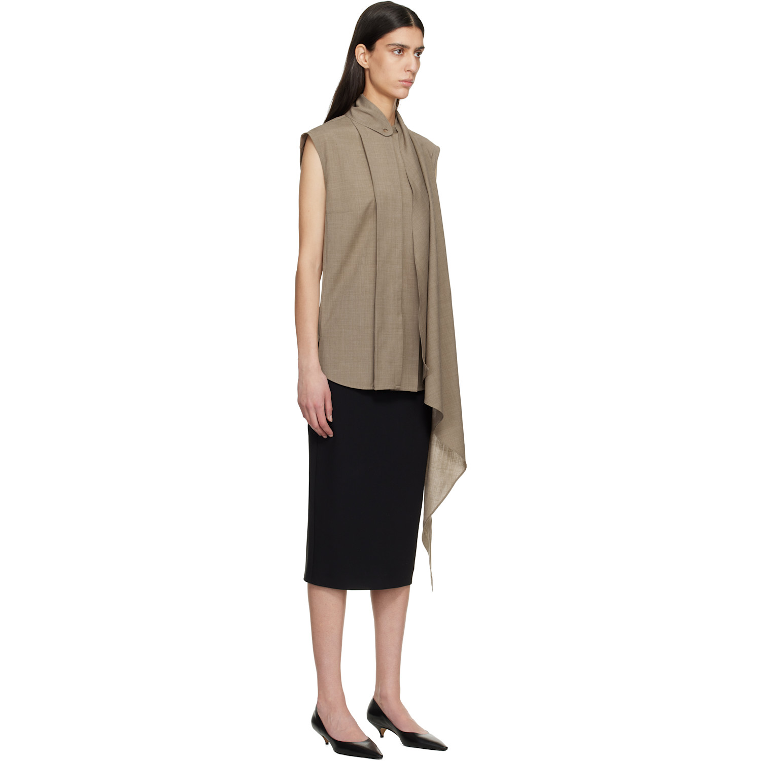  Le17septembre Brown Cape Sleeveless Blouse 