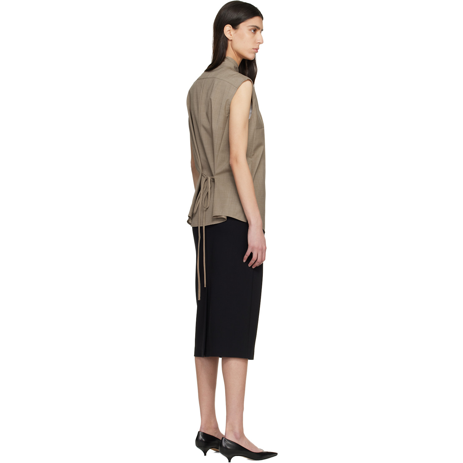  Le17septembre Brown Cape Sleeveless Blouse 