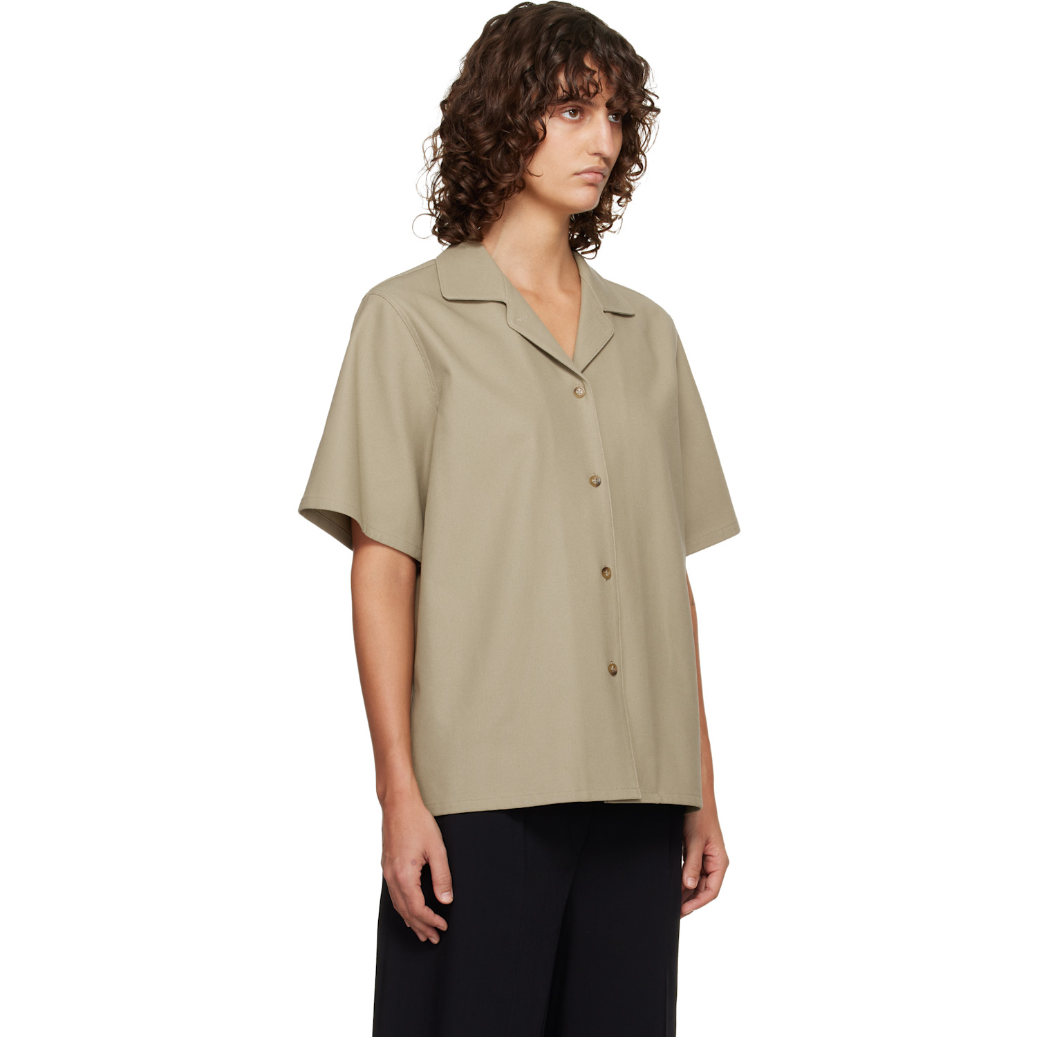  Le17septembre Beige Twill Short Sleeve Shirt 