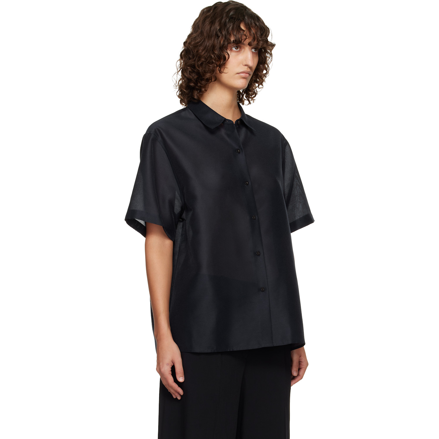  Le17septembre Navy Sheer Structured Shirt 