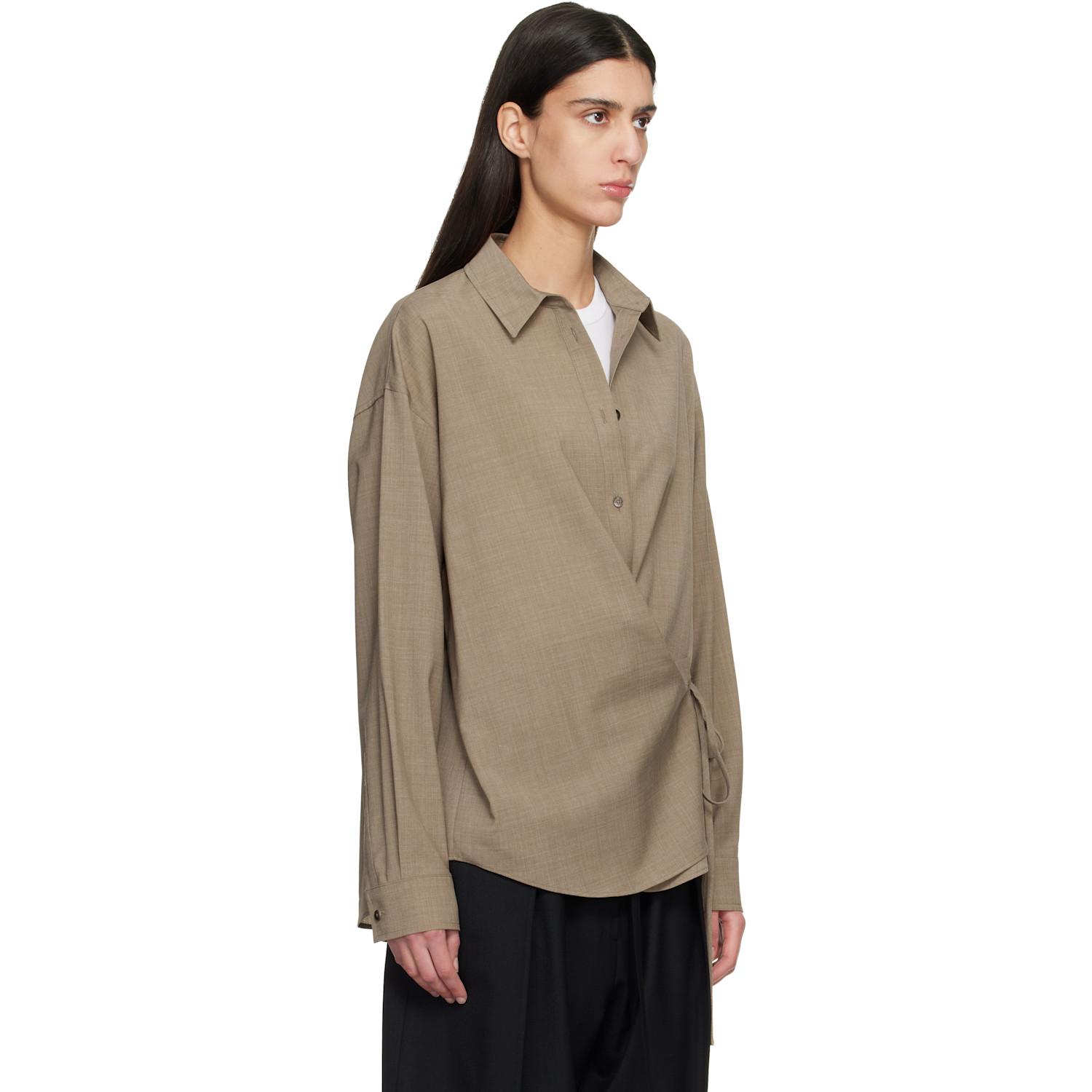  Le17septembre Brown Side Twisted Shirt 