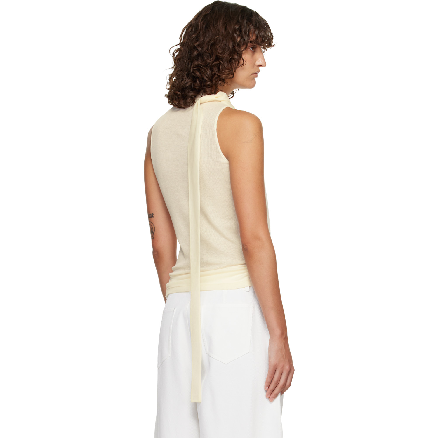 Le17septembre Off-white Scarf Sleeveless Jersey Top 