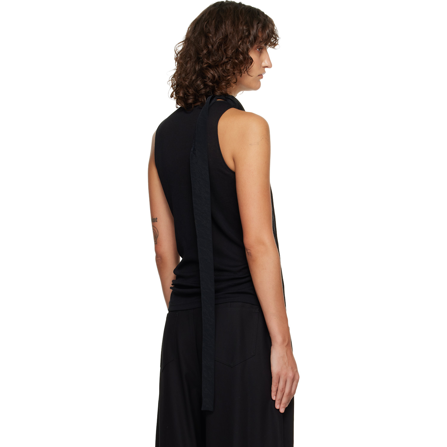  Le17septembre Black Scarf Sleeveless Jersey Top 