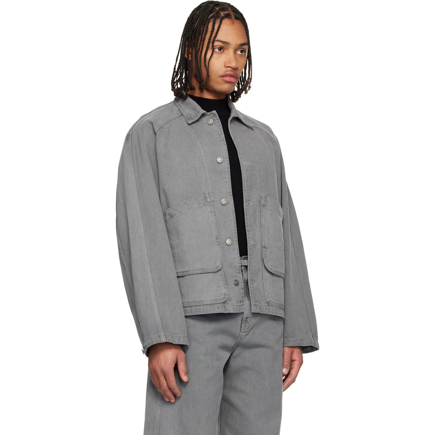  Le17septembre Gray Garment-dyed Hunting Denim Jacket 