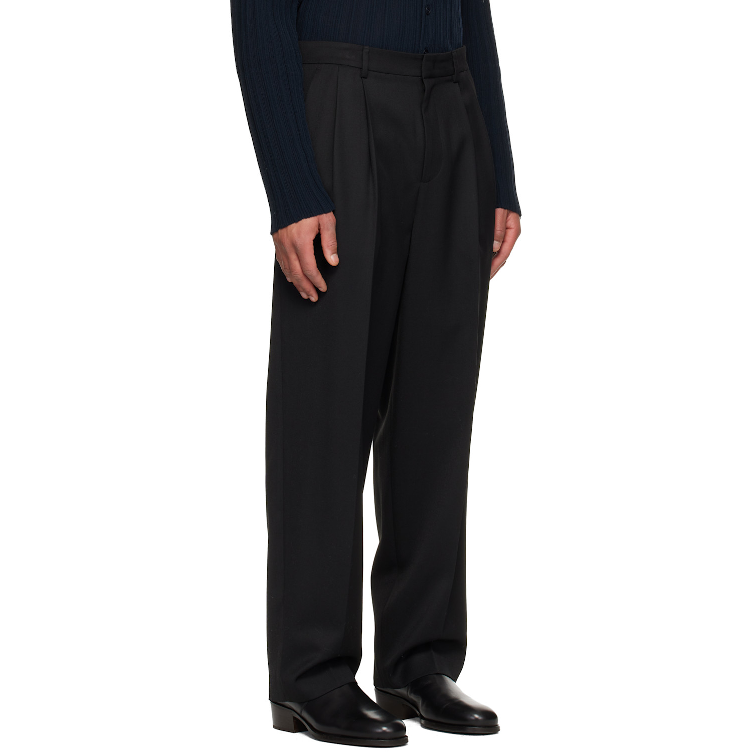  Le17septembre Black Two Tuck Wool Trousers 