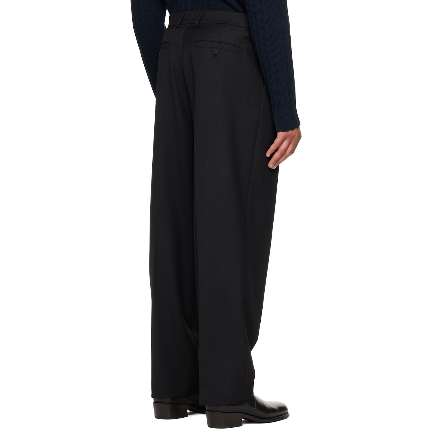  Le17septembre Black Two Tuck Wool Trousers 