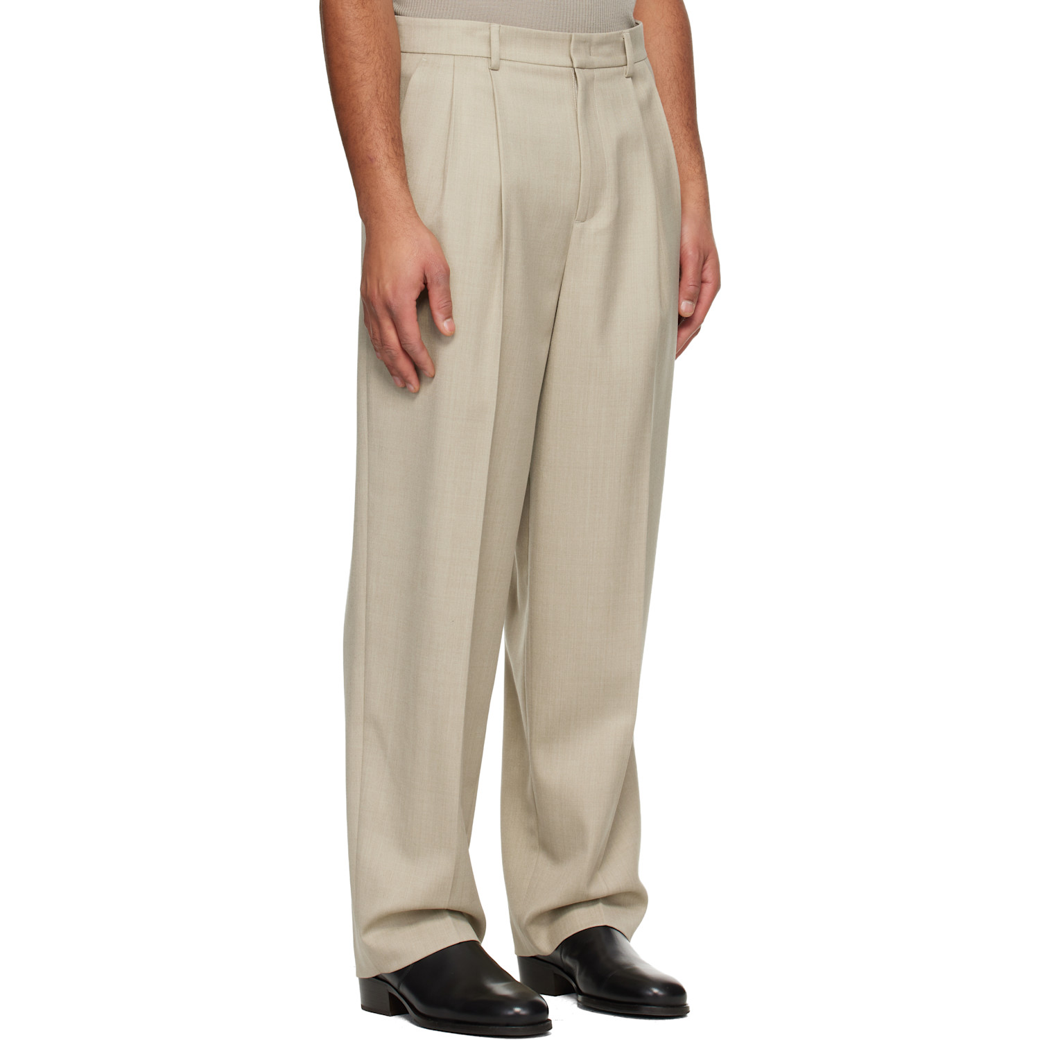  Le17septembre Beige Two Tuck Wool Trousers 