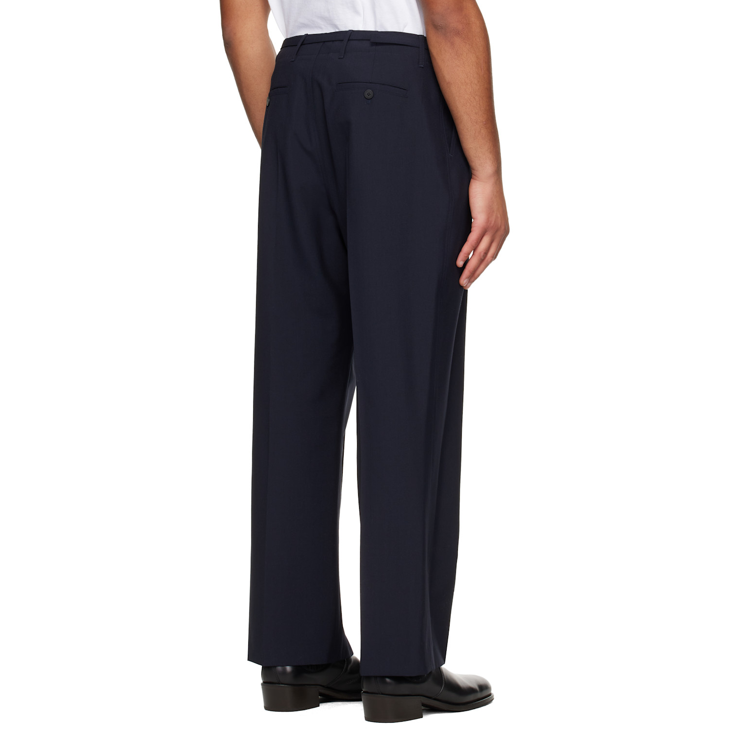 Le17septembre Navy Pleat Belted Trousers 