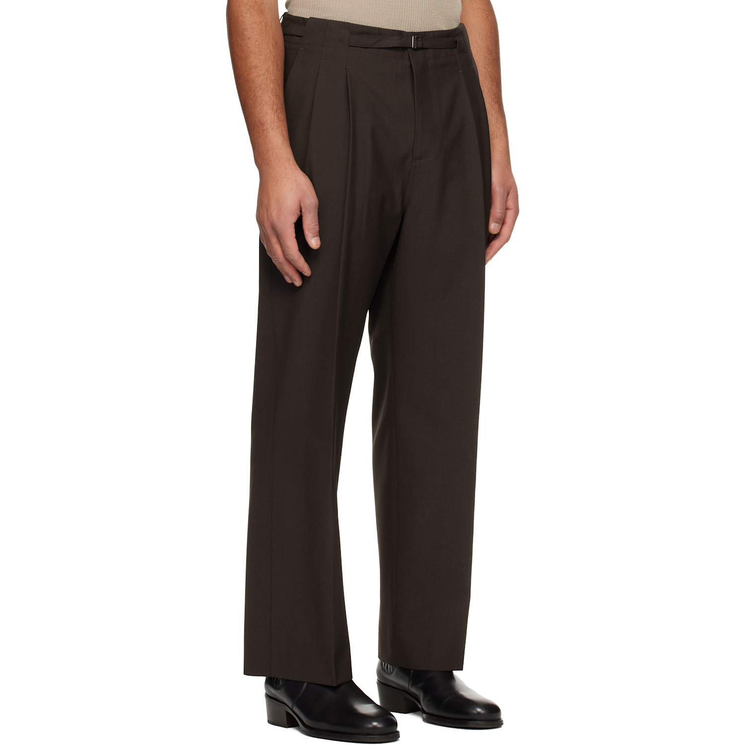  Le17septembre Brown Pleat Belted Trousers 