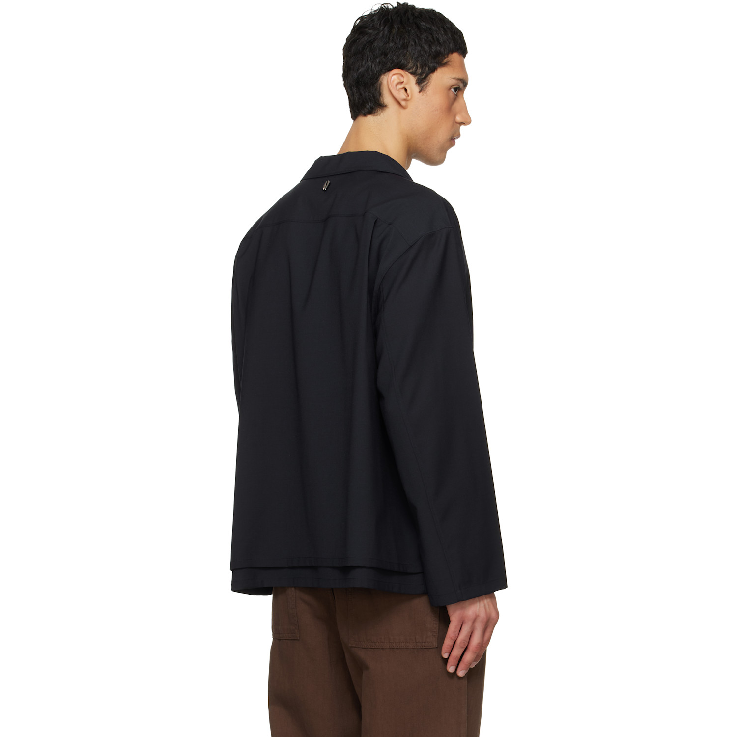  Le17septembre Navy Double-layered Open Collar Shirt 