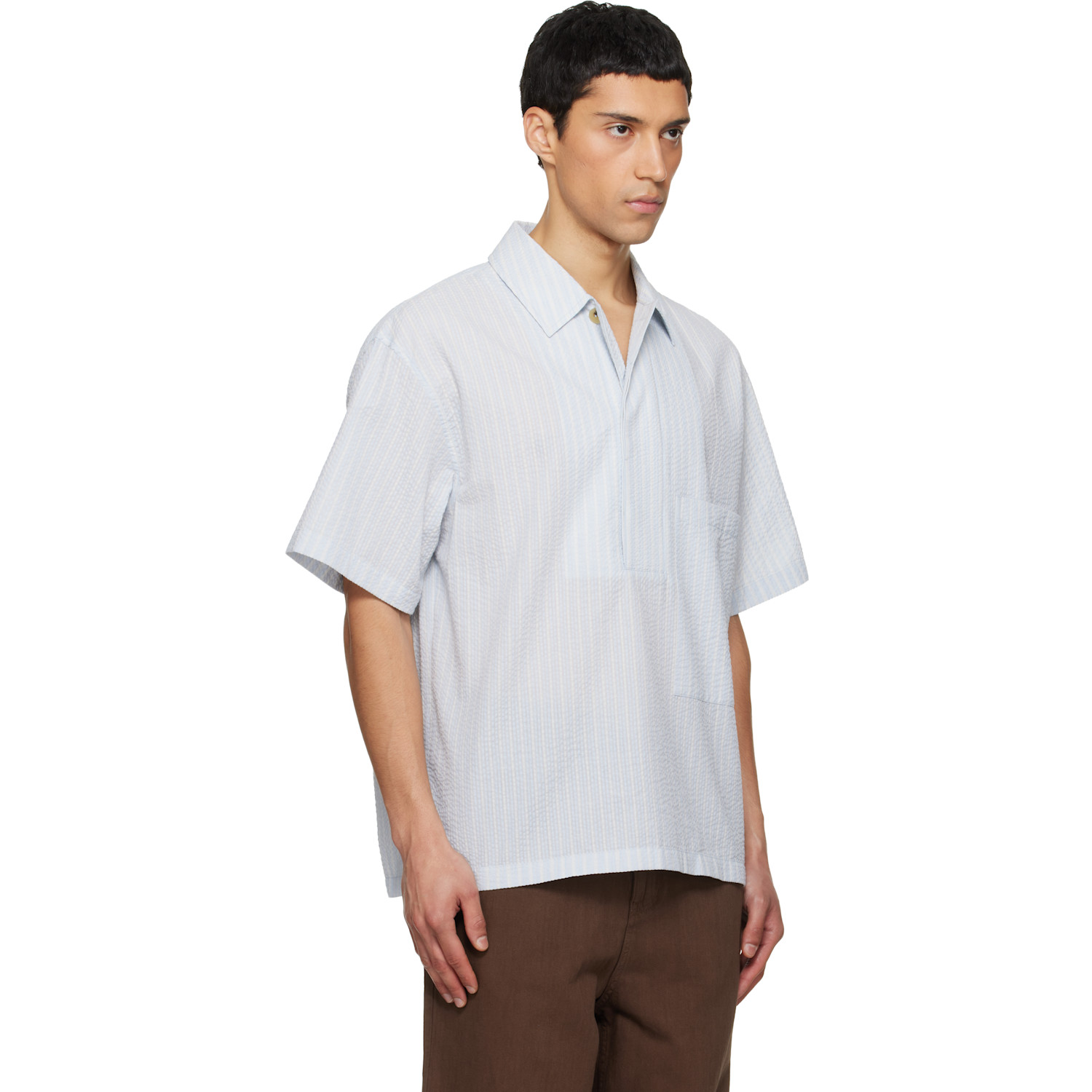  Le17septembre Blue Pullover Seersucker Shirt 