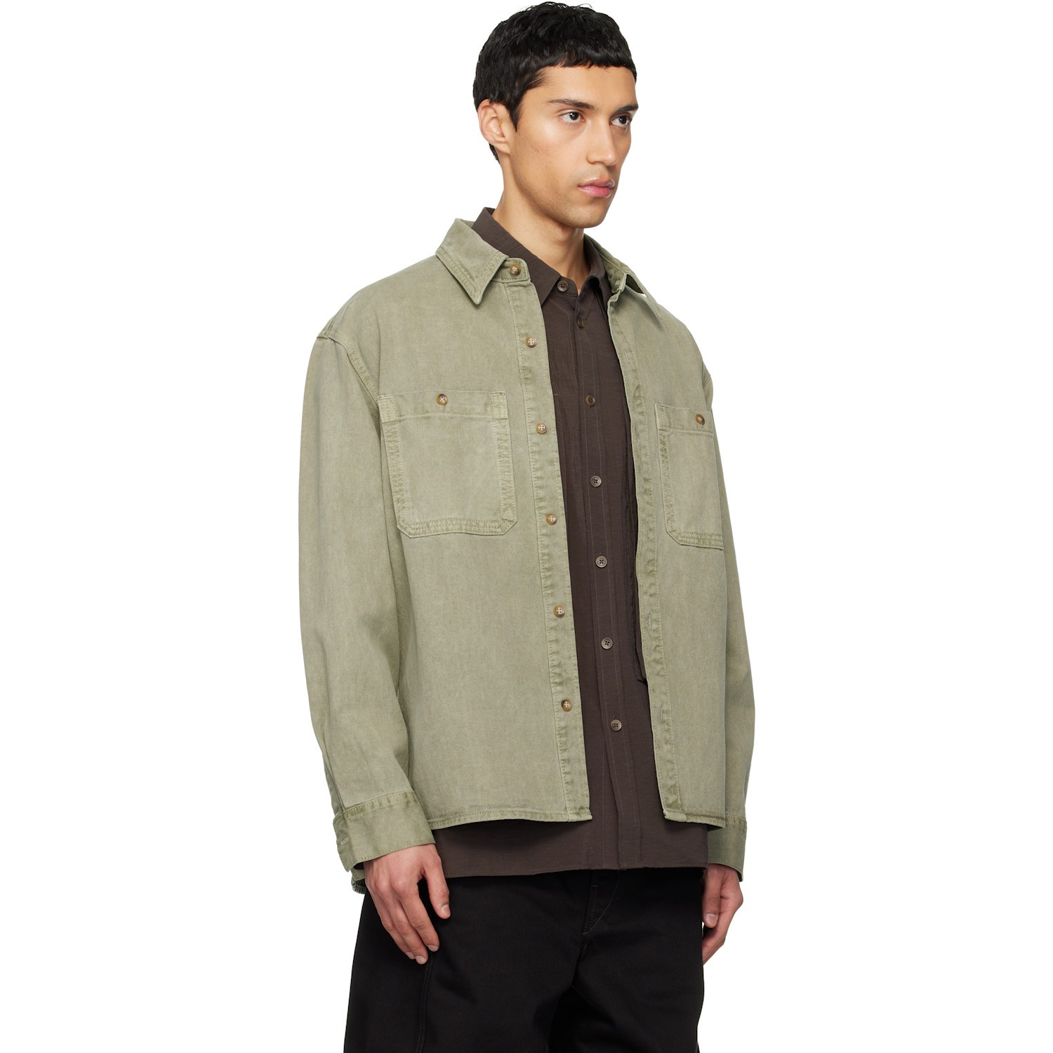  Le17septembre Green Garment-dyed Denim Shirt 