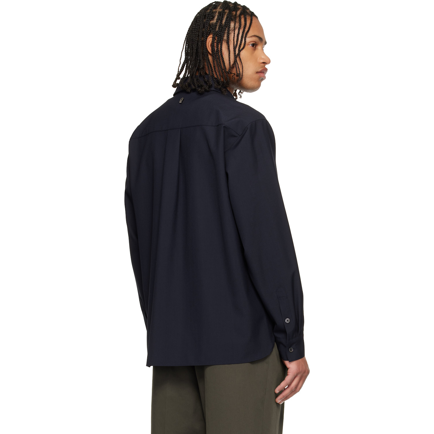  Le17septembre Navy Classic Wool-blend Shirt 