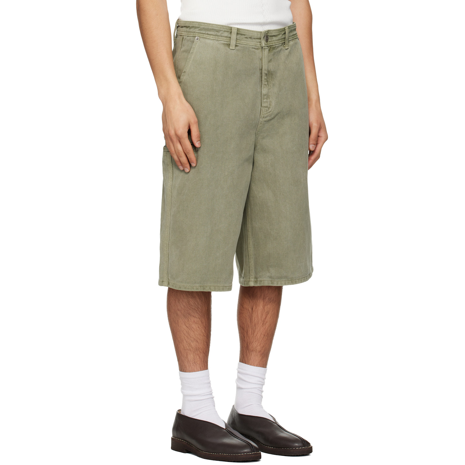  Le17septembre Green Garment-dyed Denim Shorts 