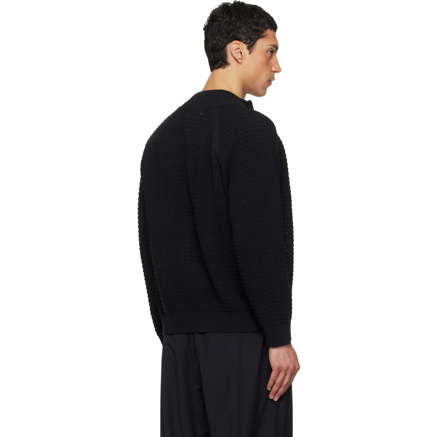  Le17septembre Black Open Knit Zip-up Cardigan 